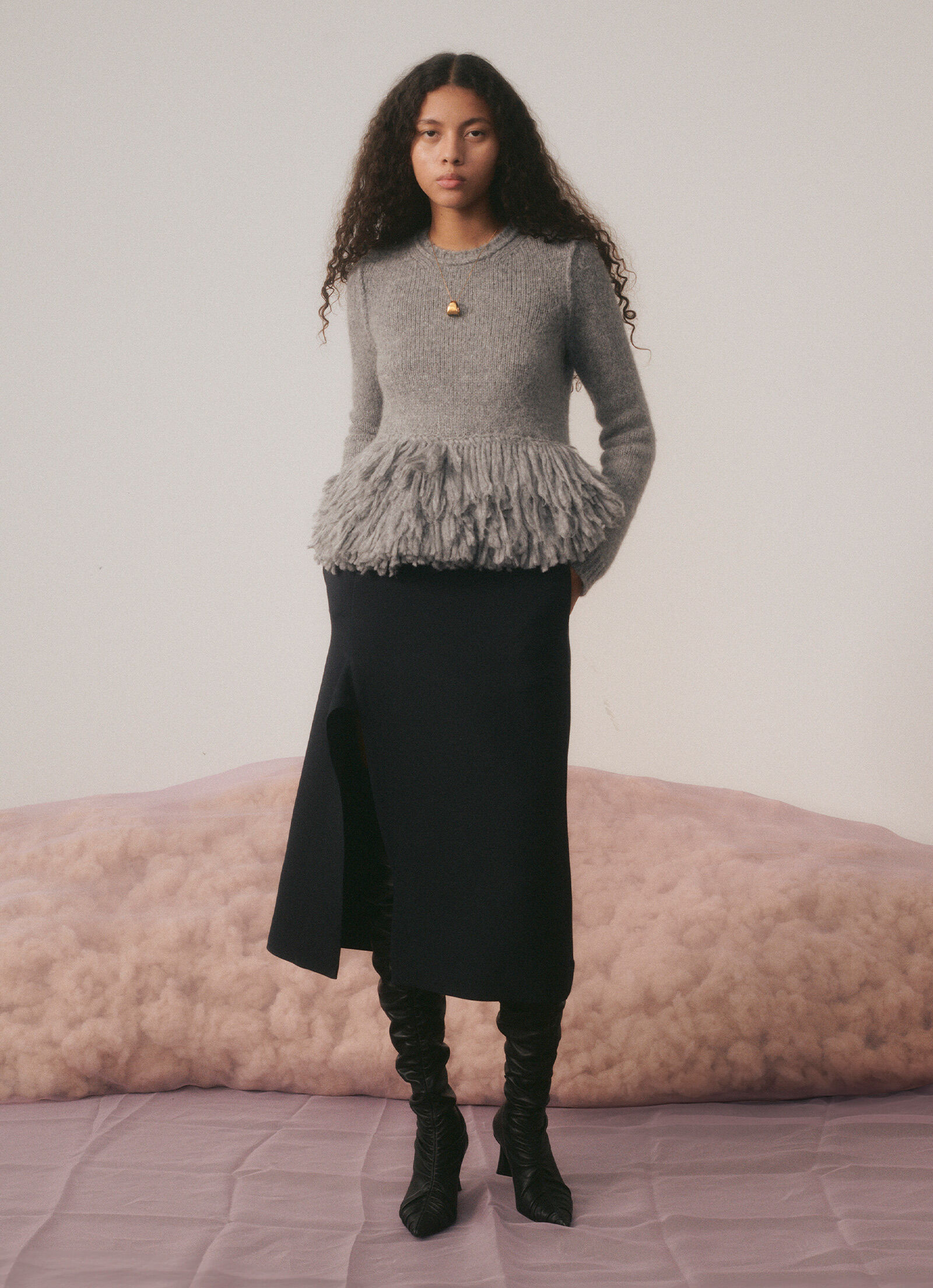 スカート STELLA MCCARTNEY Slit tweed skirt Brown 6301203EJ701 Stella Mccartney Slit Tweed Skirt - Brown - 44% Off