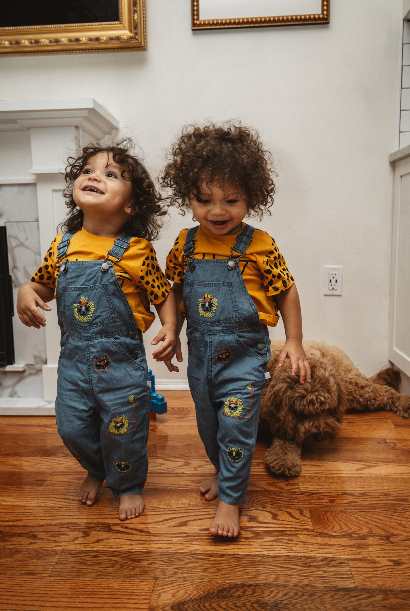 Andrea Pion Pierre’s sons Parker and Preston with their dog Ralphie