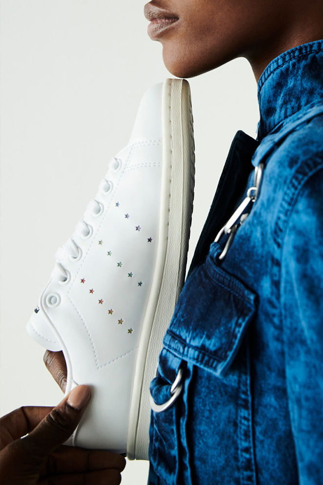 Iconic. Vegan. The Stella X Stan Smith can be crisp white or rainbow bright.