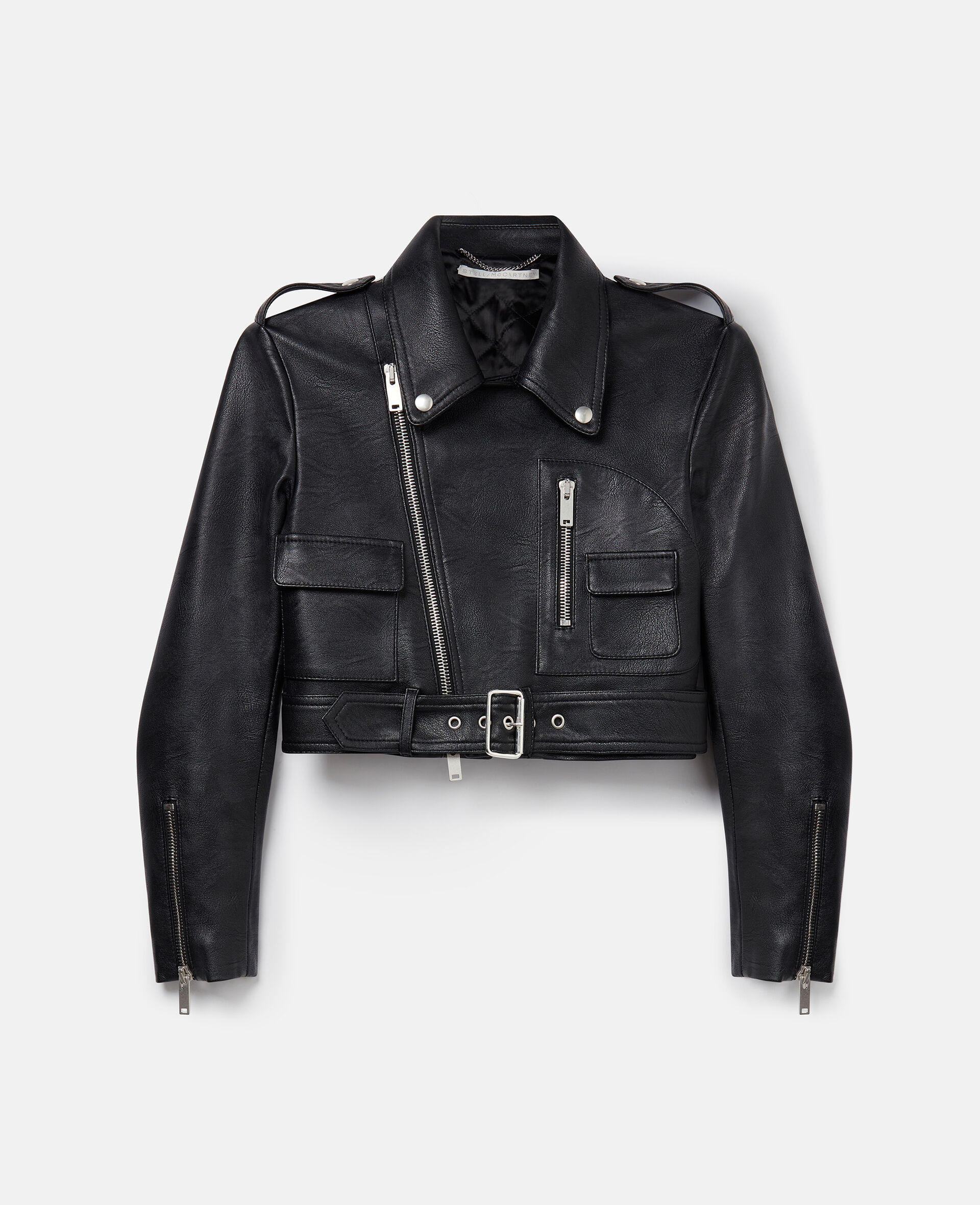 Cropped Alter Mat Biker Jacket-Black-medium