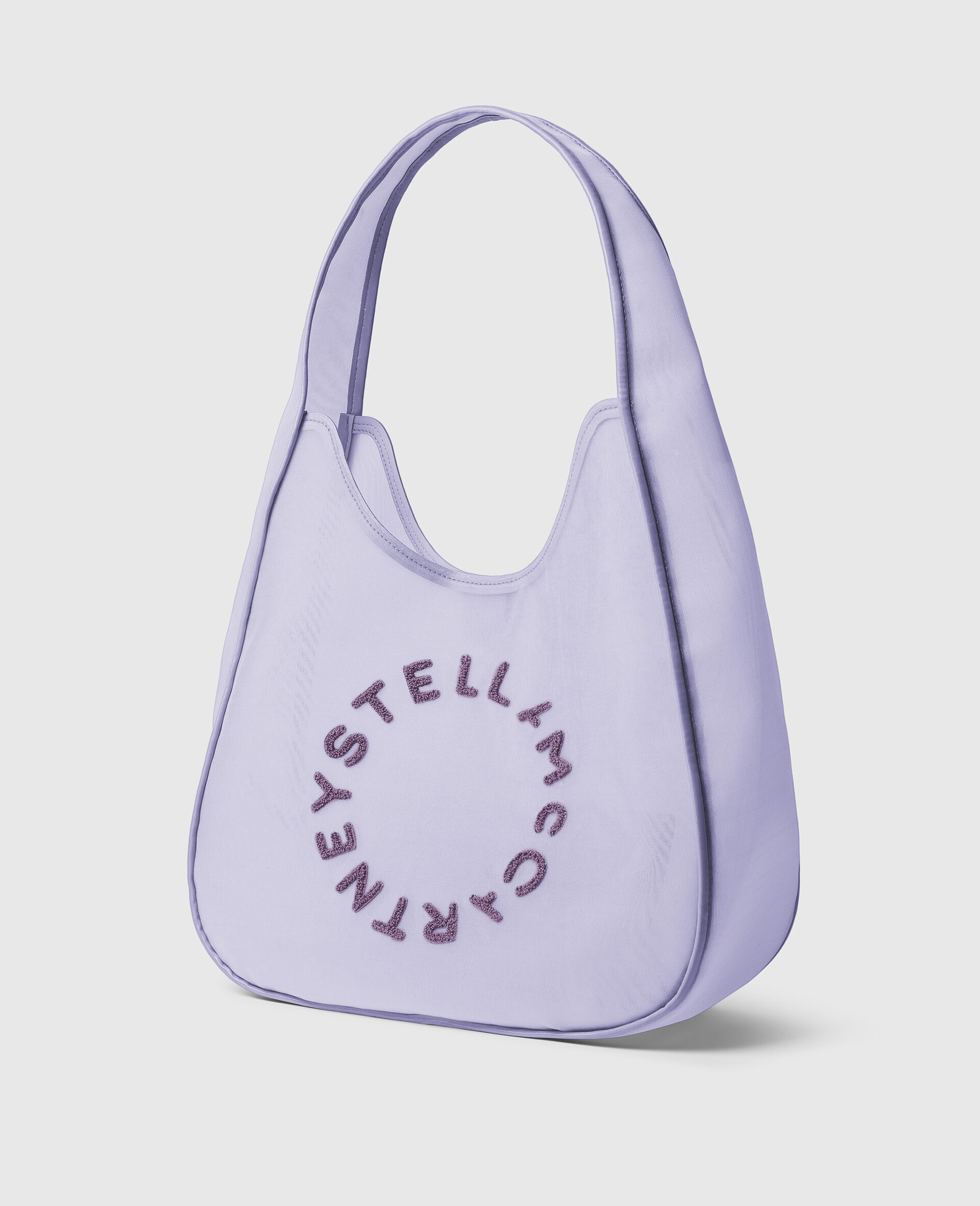 Logo Mesh Large Hobo Bag-Purple-medium