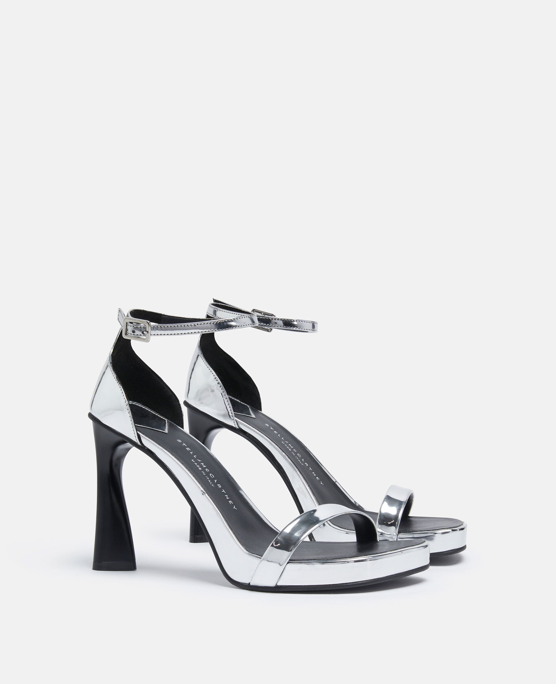 Elsa Mirrored Heeled Sandals-Silver-large image number 1