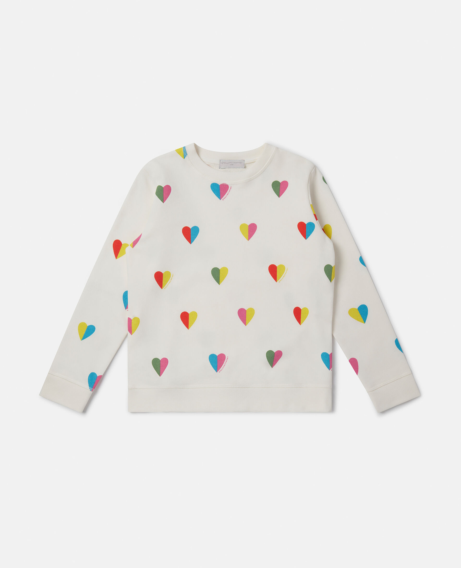Heart Print Longline Sweatshirt-White-large image number 0
