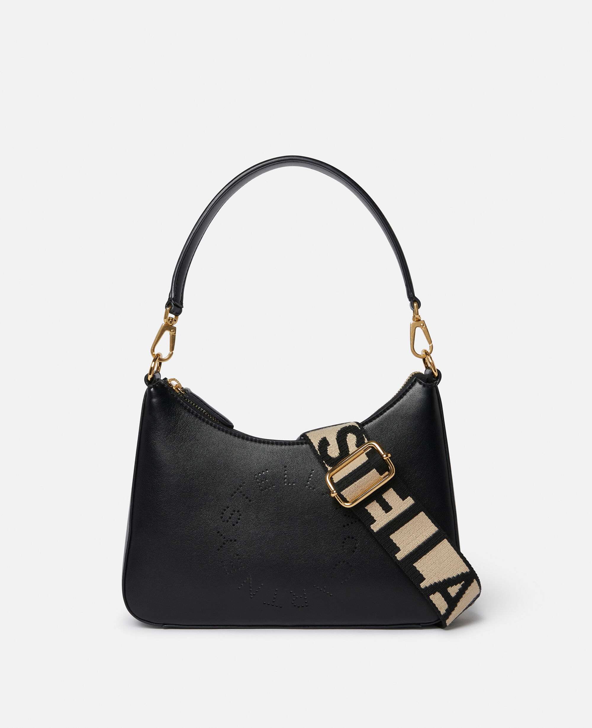 ショルダーバッグ・ポシェット Stella Mccartney Black Medium Stella Logo Bag Women Black Logo Crossbody Shoulder Bag | Stella McCartney US