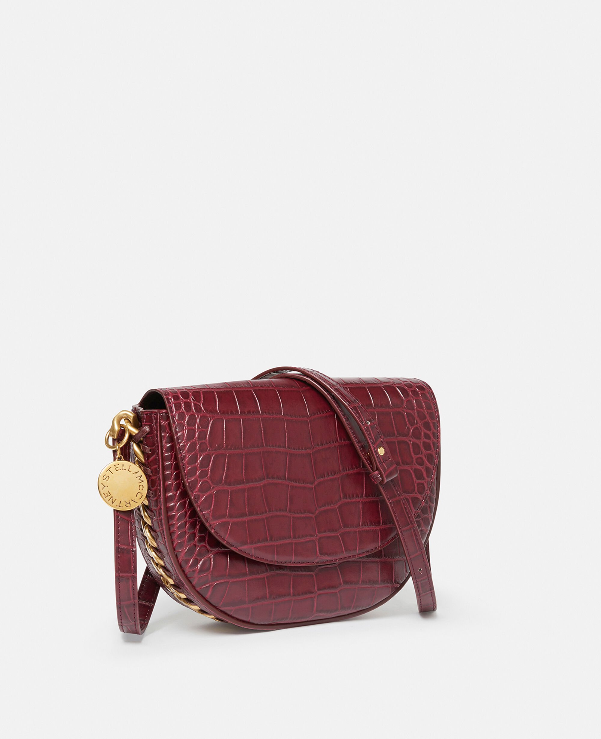 STELLA MCCARTNEY フリチエフェクトテニムシャンフスツ Women Burgundy Frayme Croc-Effect Embossed Medium Flap
