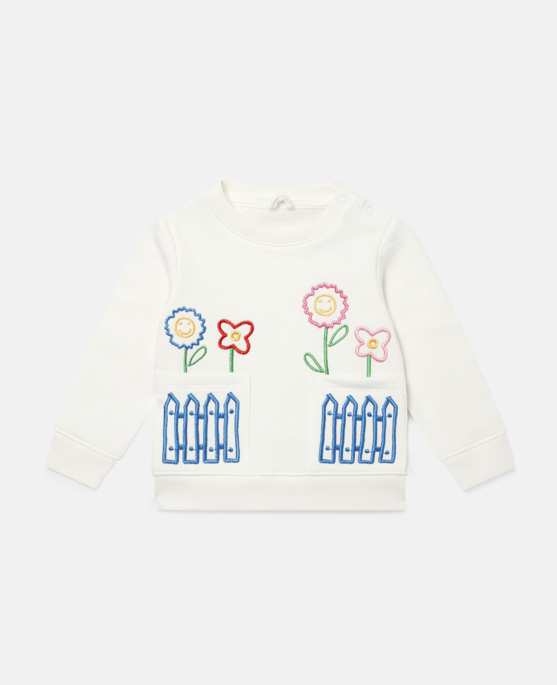 Embroidered Garden Fleece Sweatshirt-White-medium