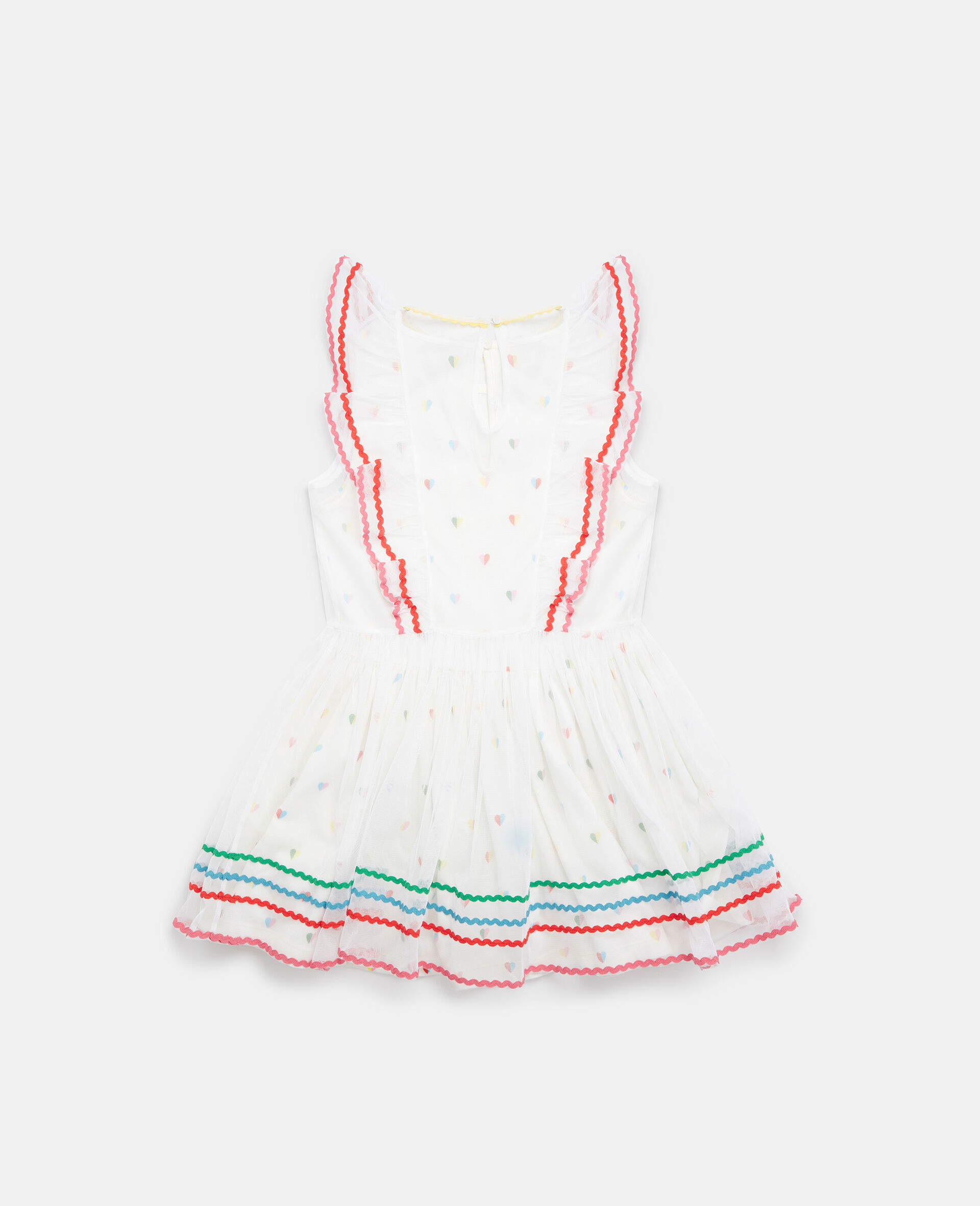 Heart Print Frill Trim Dress-White-large image number 2