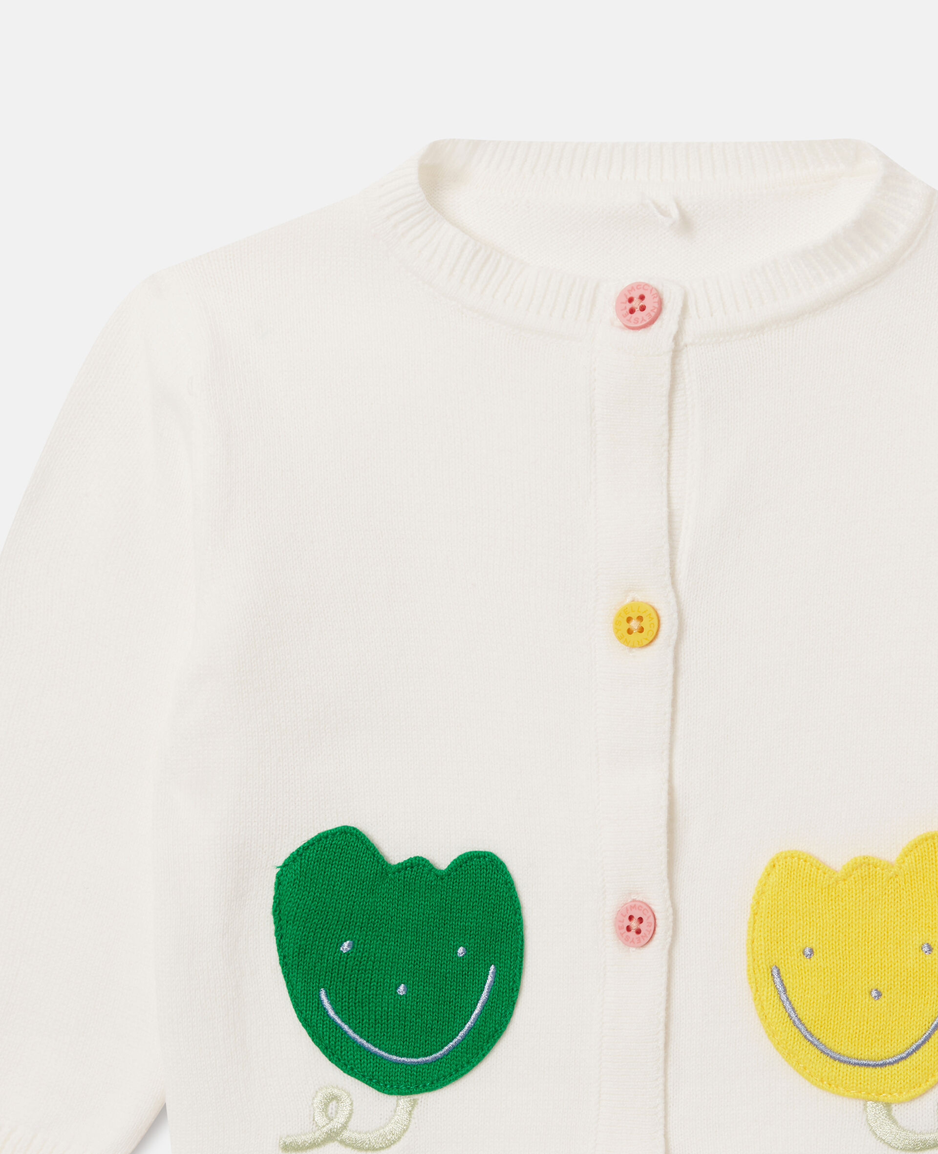 Motif Pocket Cotton Cardigan-White-large image number 1