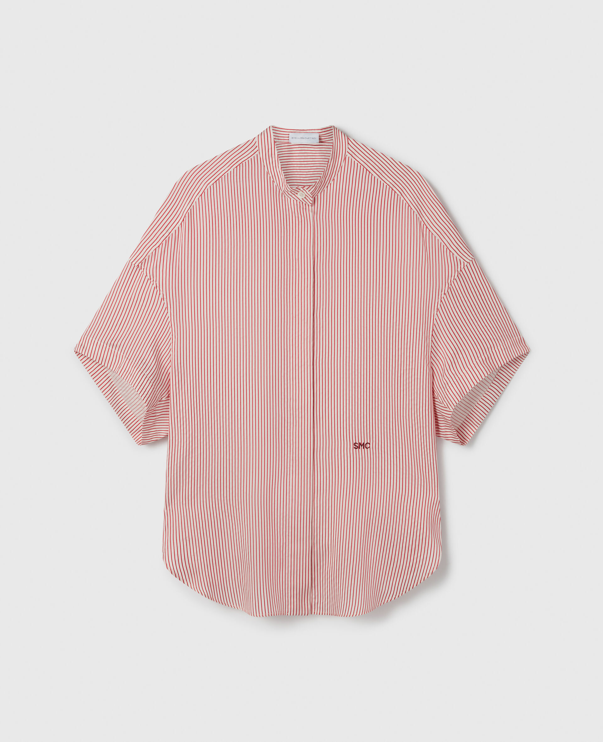 Striped Short Sleeve Shirt-White-medium