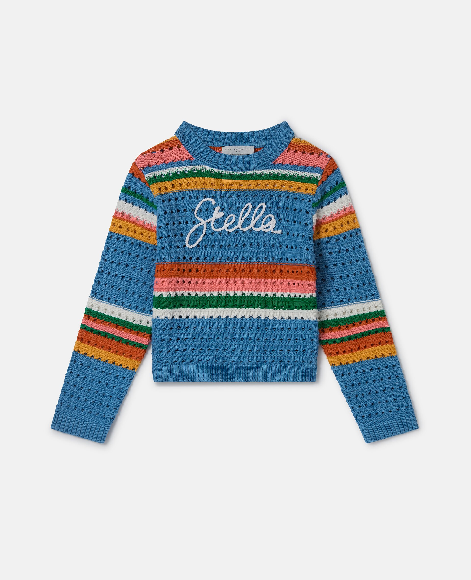 Stella Embroidered Crochet Sweater-Blue-large image number 0