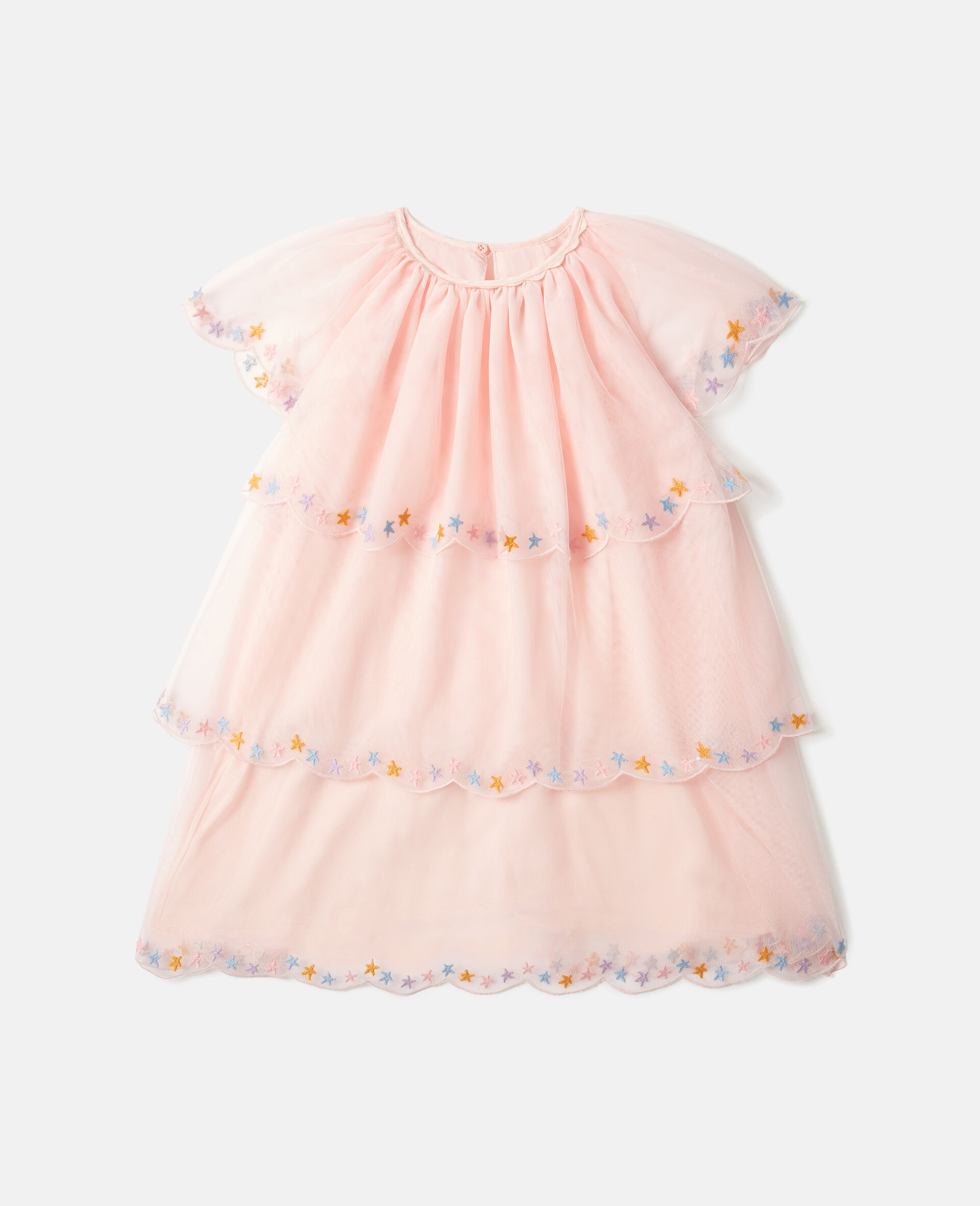 Tiered Tulle Ruffle Dress-Pink-medium