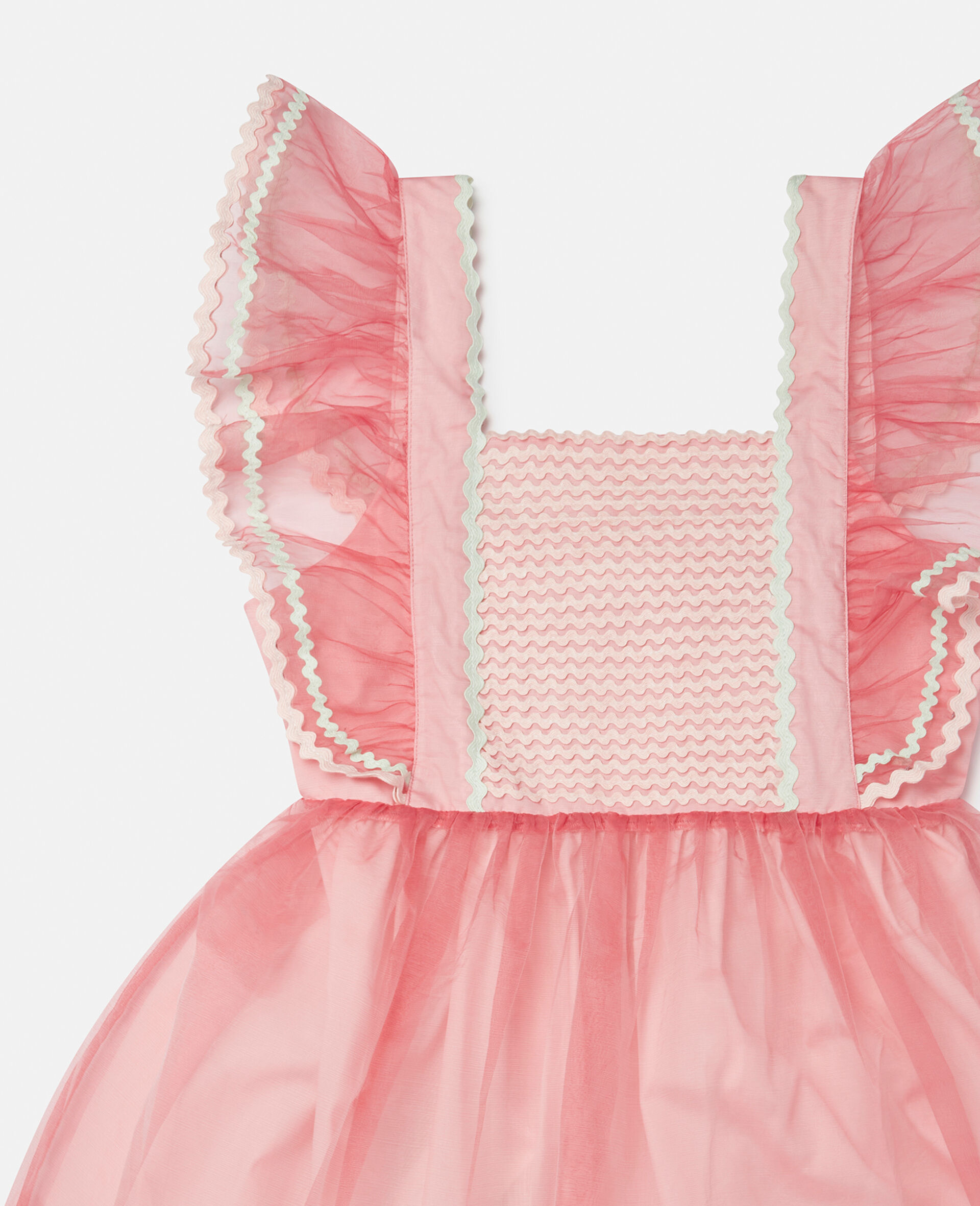 Robe en organza avec broderie festonnee-Rose-large image number 1