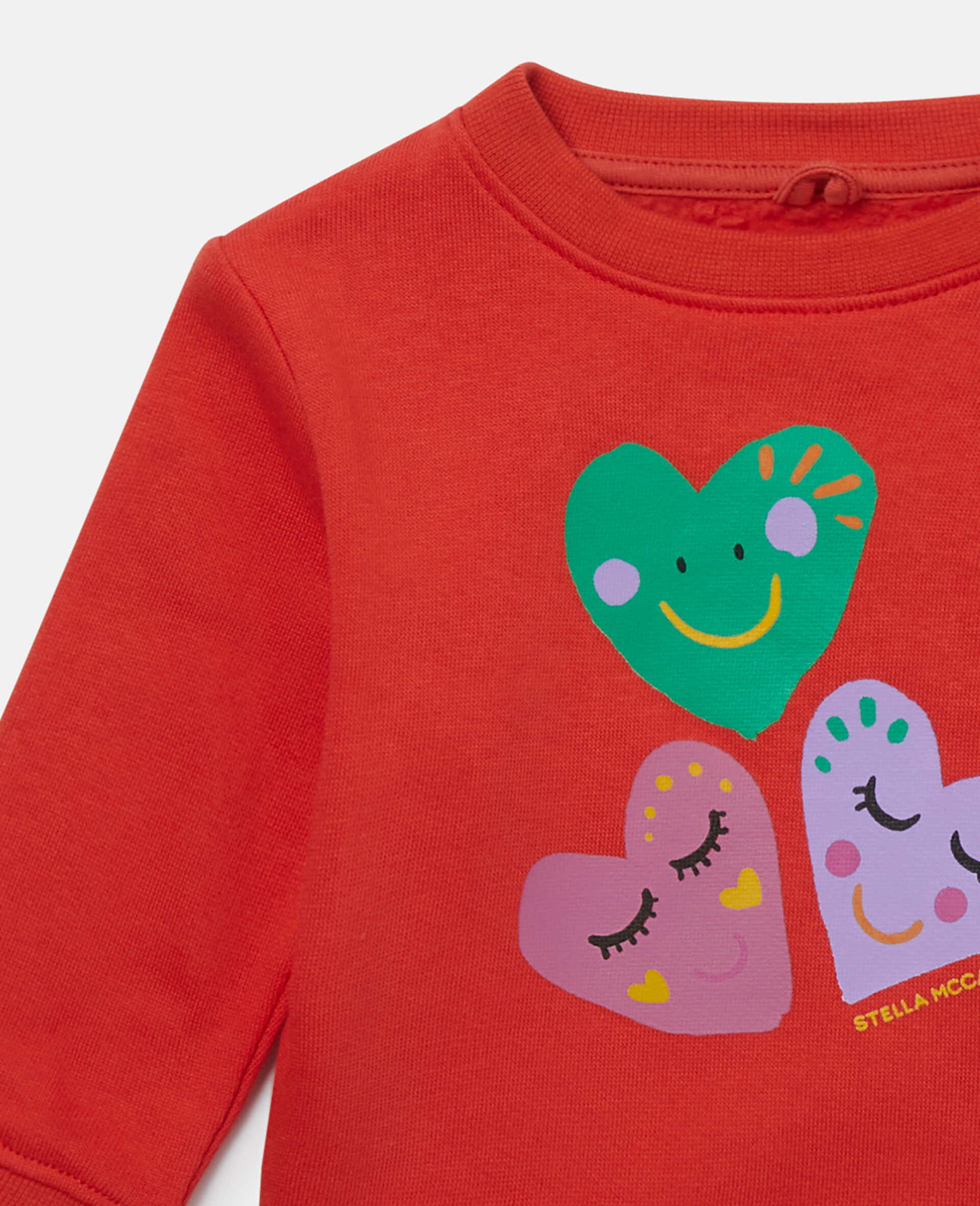 Smiling Heart Motif Sweatshirt-Red-large Smiling Heart Motif Sweatshirt-Red-large image number 1