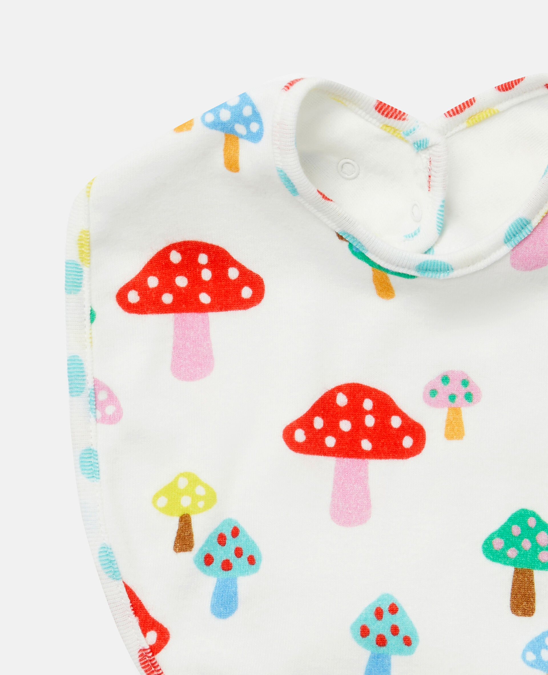 Jersey Cotton Mushroom Print Bib Set-White-large image number 2