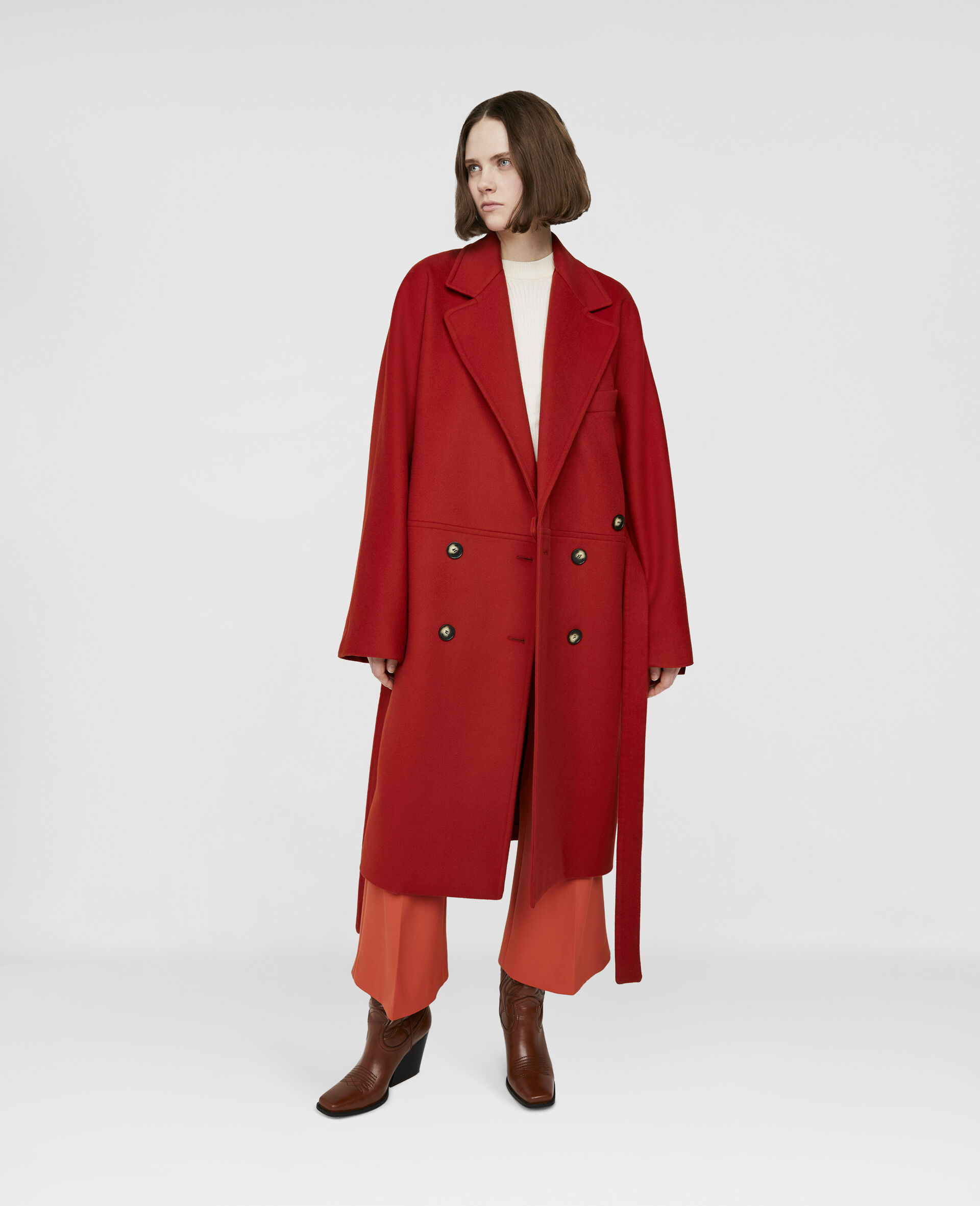 Manteau en laine-Rouge-large image number 1