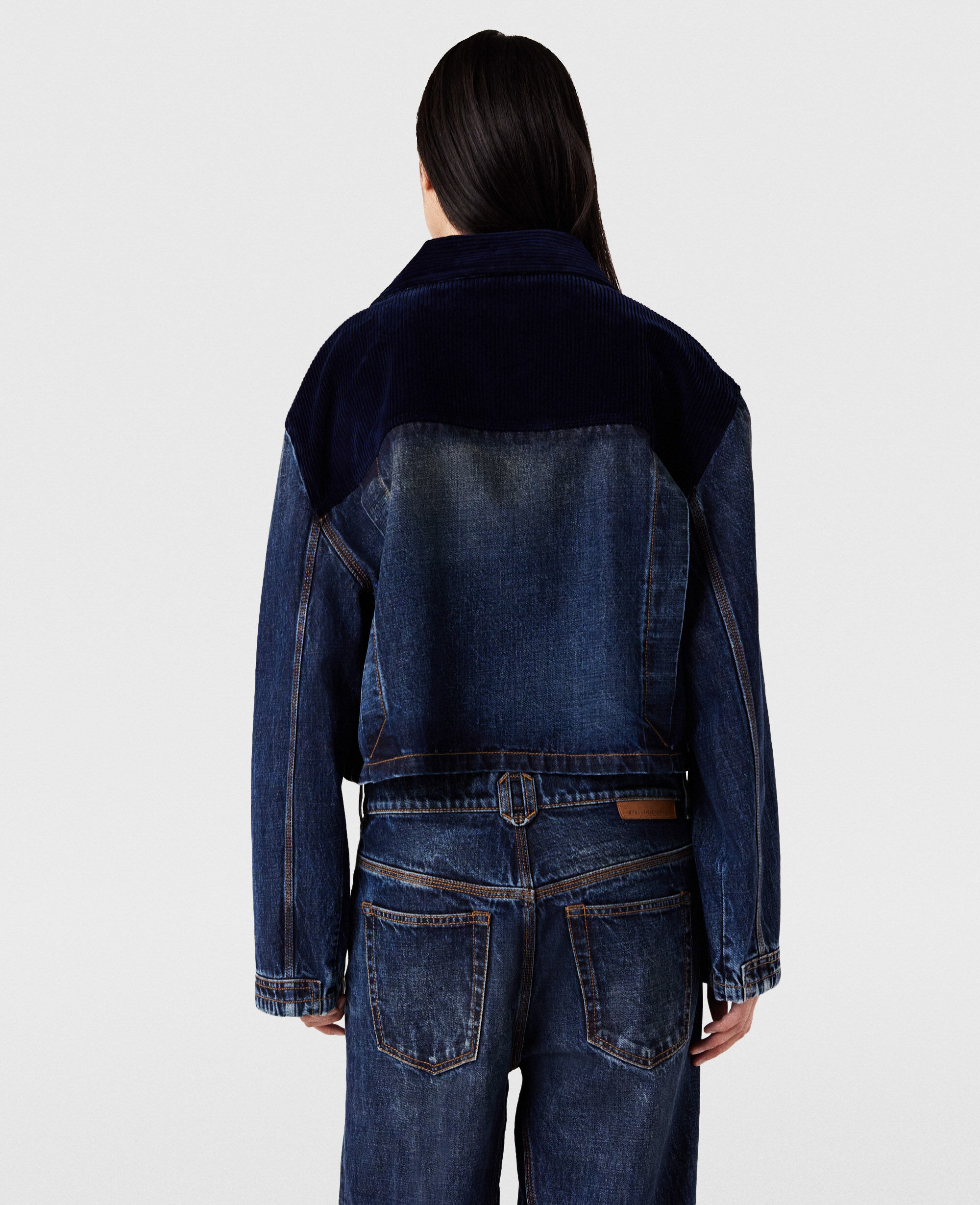 Jean jacket corduroy collar top