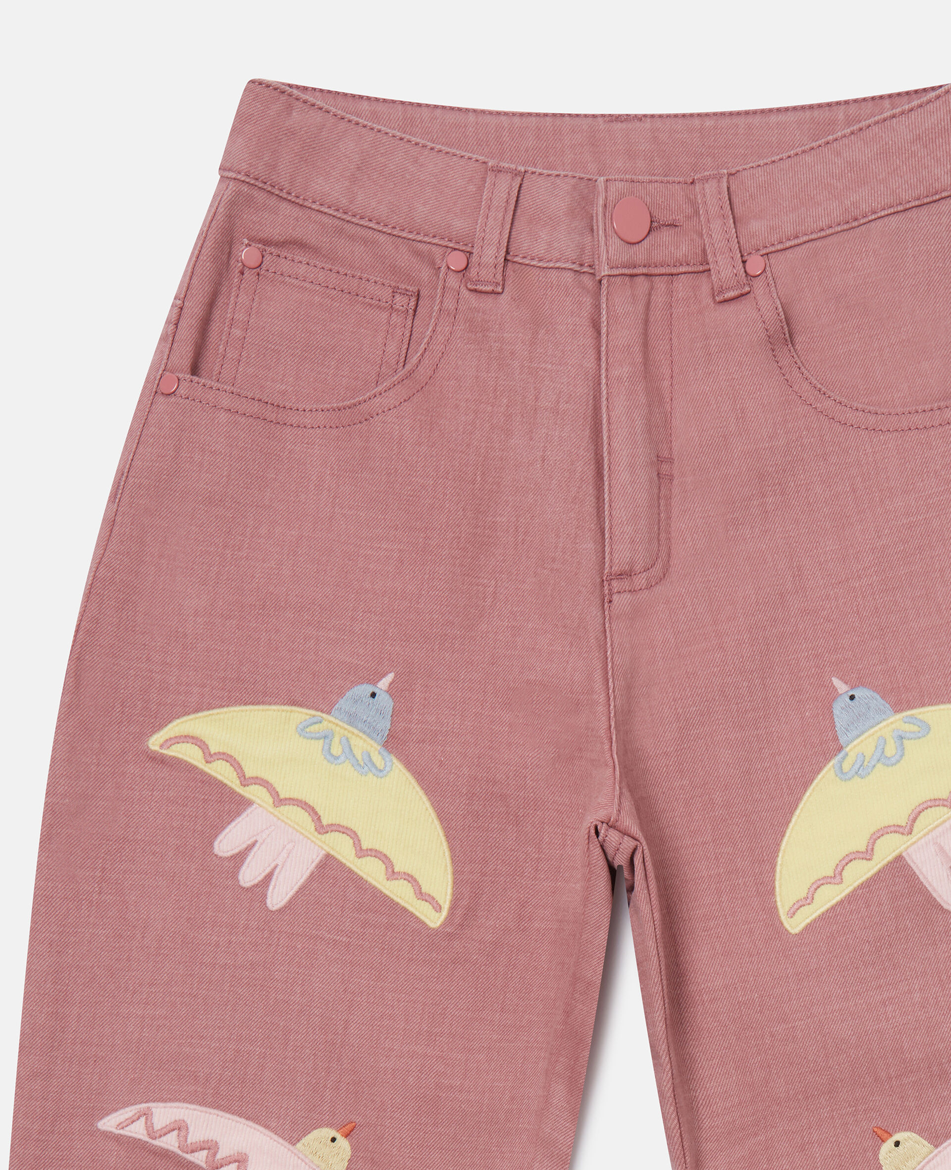 Dove Embroidered Denim Jeans-Pink-large image number 2