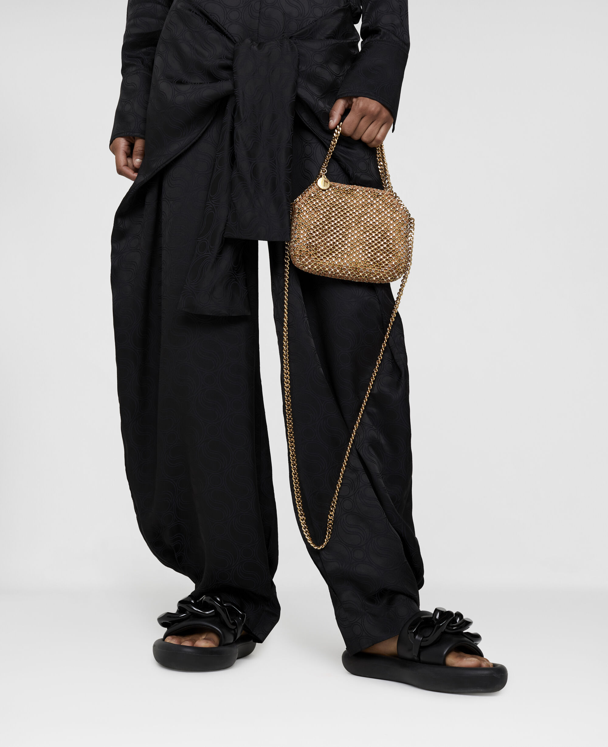 Women Gold Falabella Crystal Mesh Mini Tote Bag | Stella