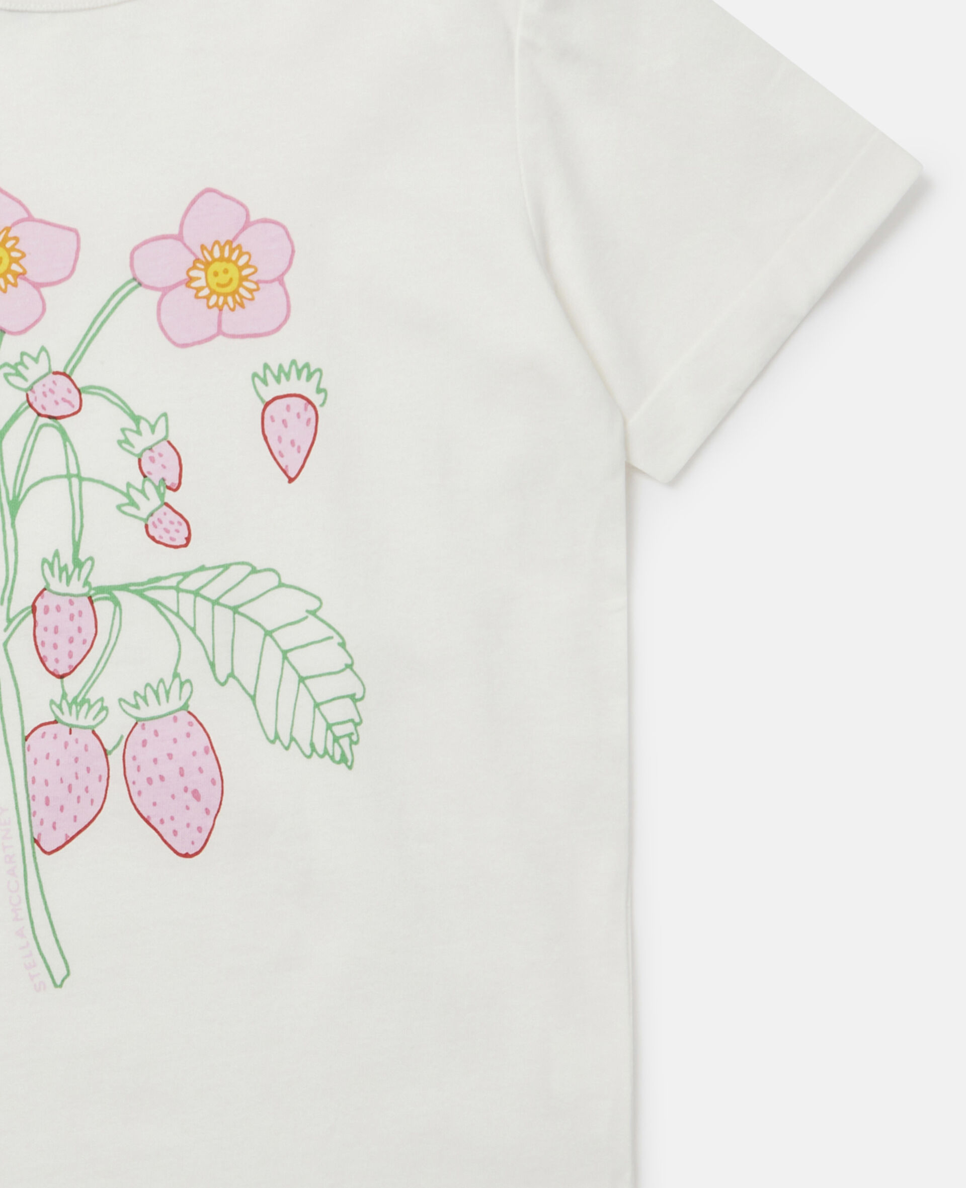 Strawberry Print Cotton T-Shirt-White-large image number 1
