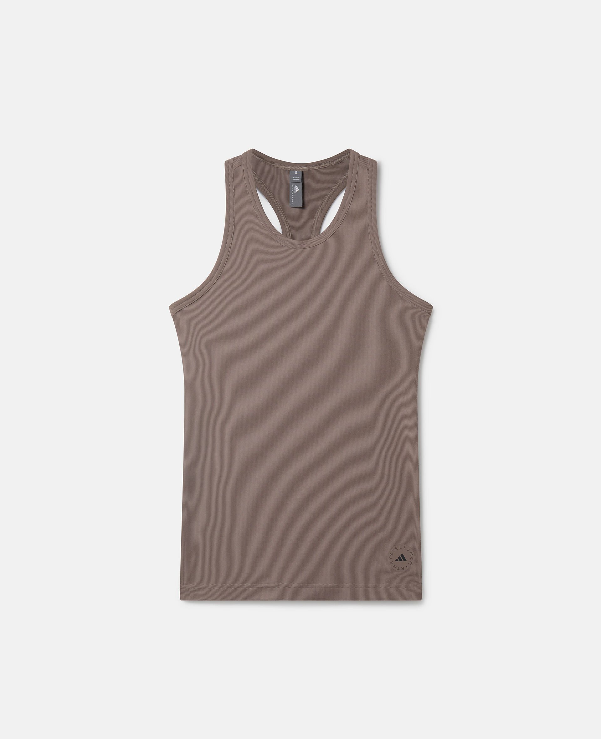 TrueCasuals Sportswear Rib Racerback Tank Top-Brown-large image number 0