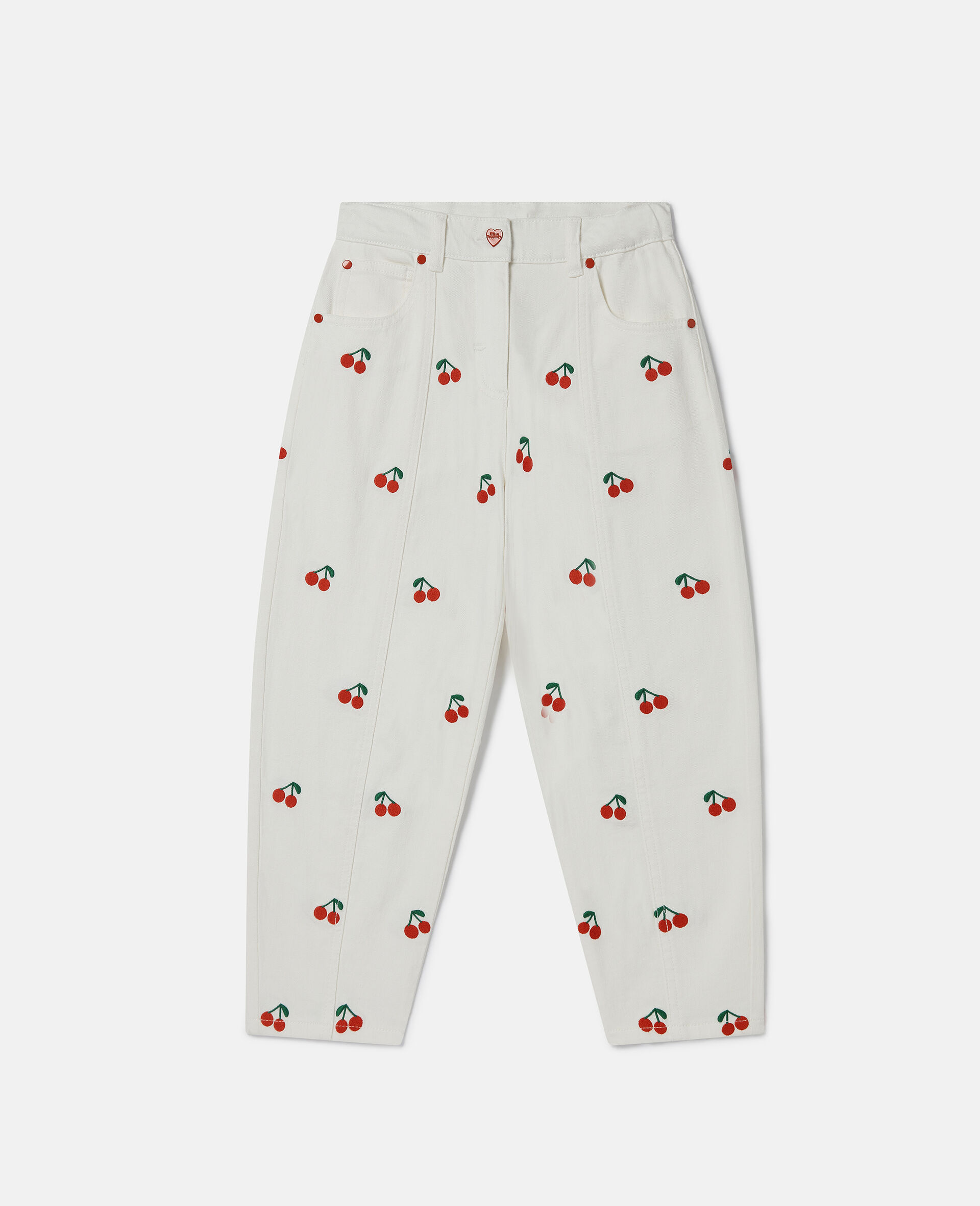 Cherry Embroidered Jeans-Cream-large image number 0
