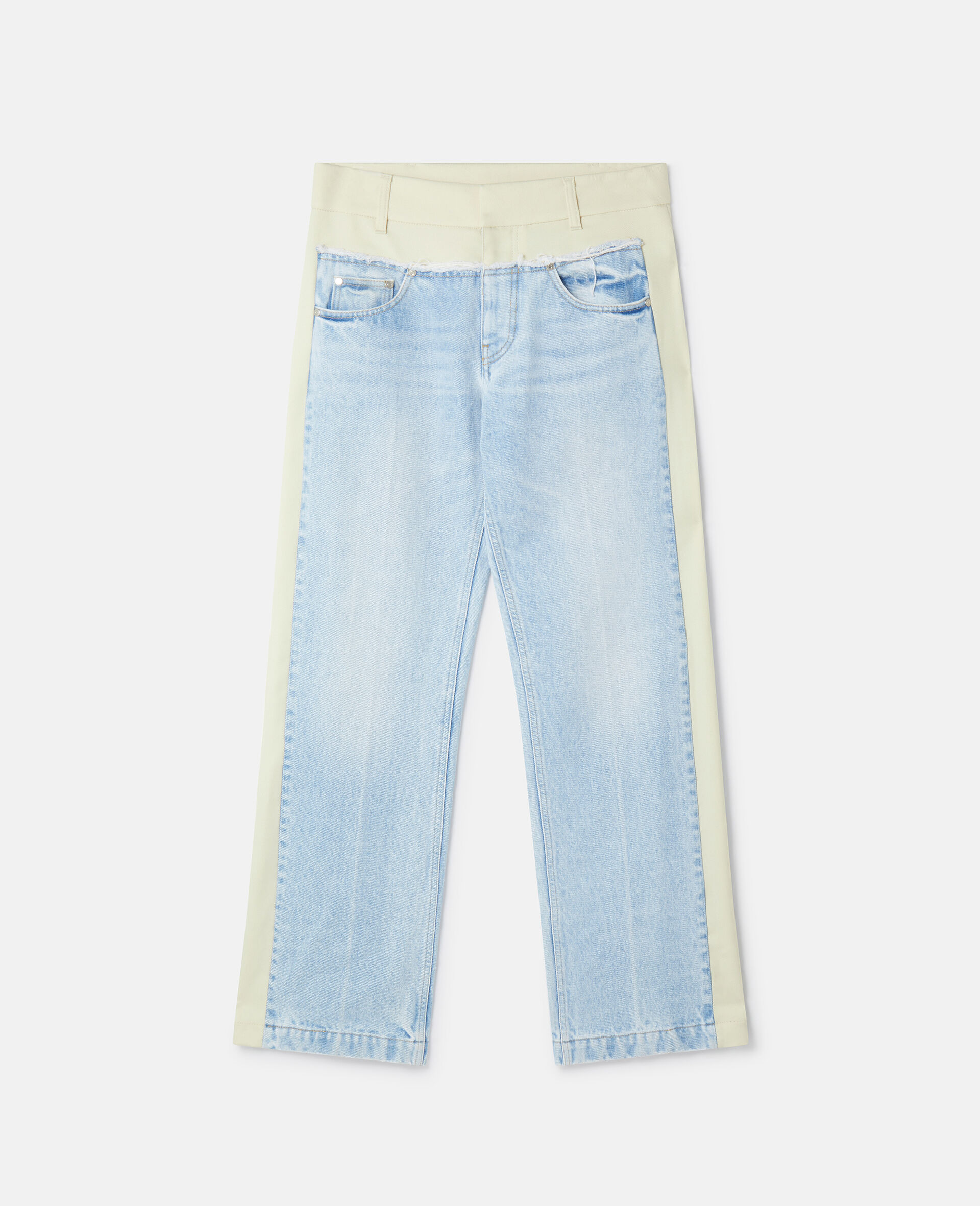 Two-Tone Panelled Straight Leg Jeans-Multicolour-medium