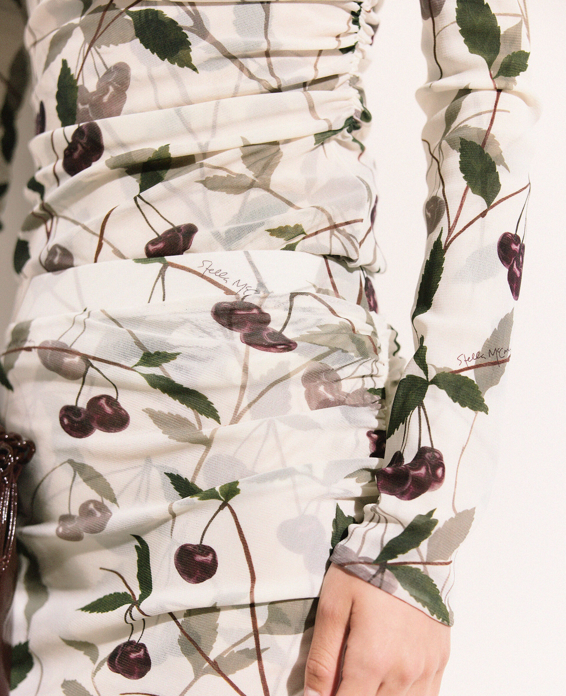 Cherry Print Midi Skirt-Beige-large image number 2