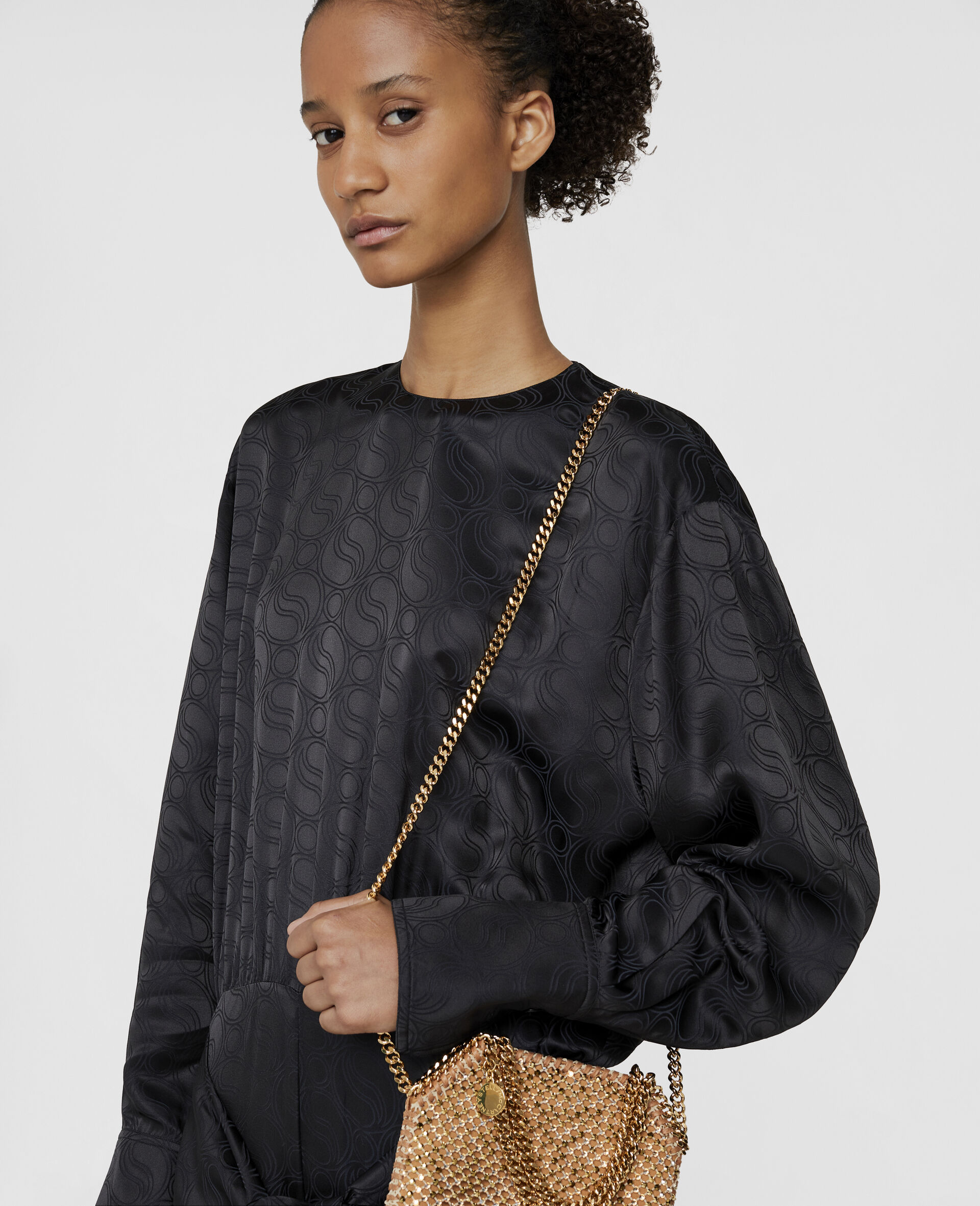 S-Wave Jacquard Wrap Jumpsuit-Black-large image number 3