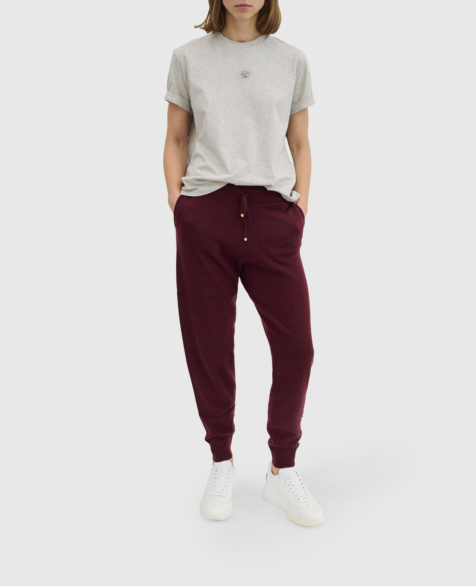 Mid-Rise Tapered Sweatpants-Black-large image number 1