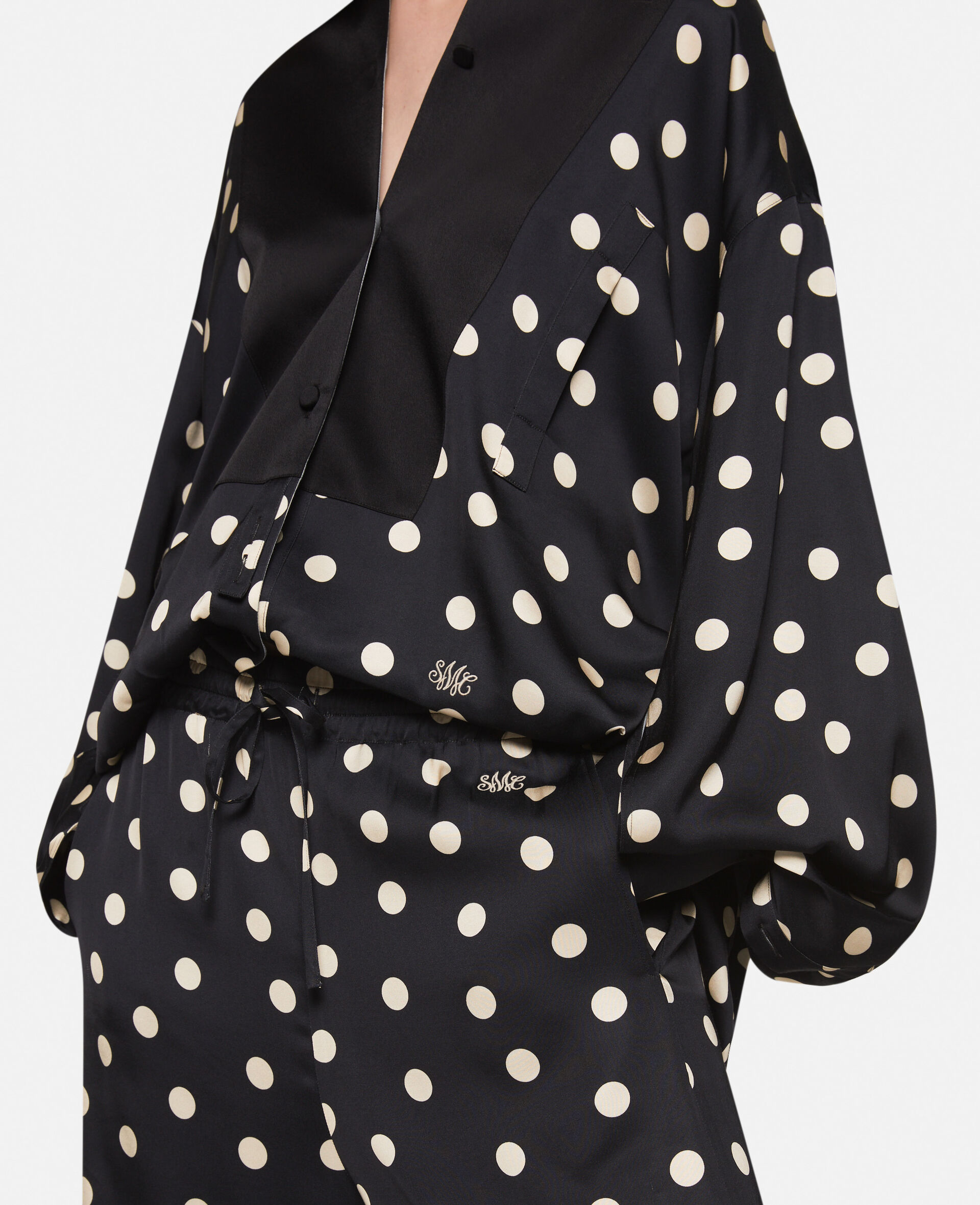 Polka Dot Wide-Leg Trousers-Black-large image number 3