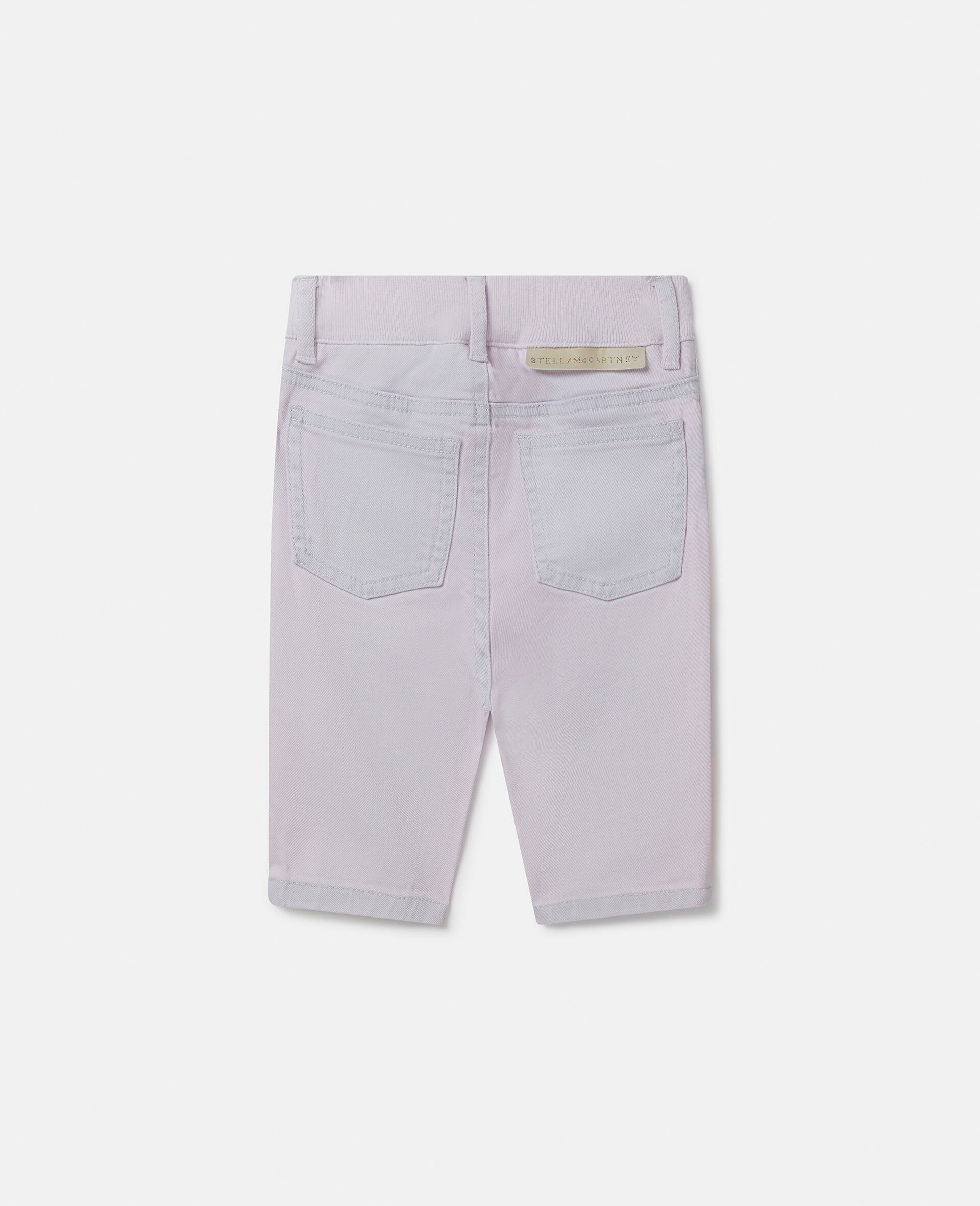 Lion Embroidery Knee Patch Slim Fit Jeans-White-large image number 2