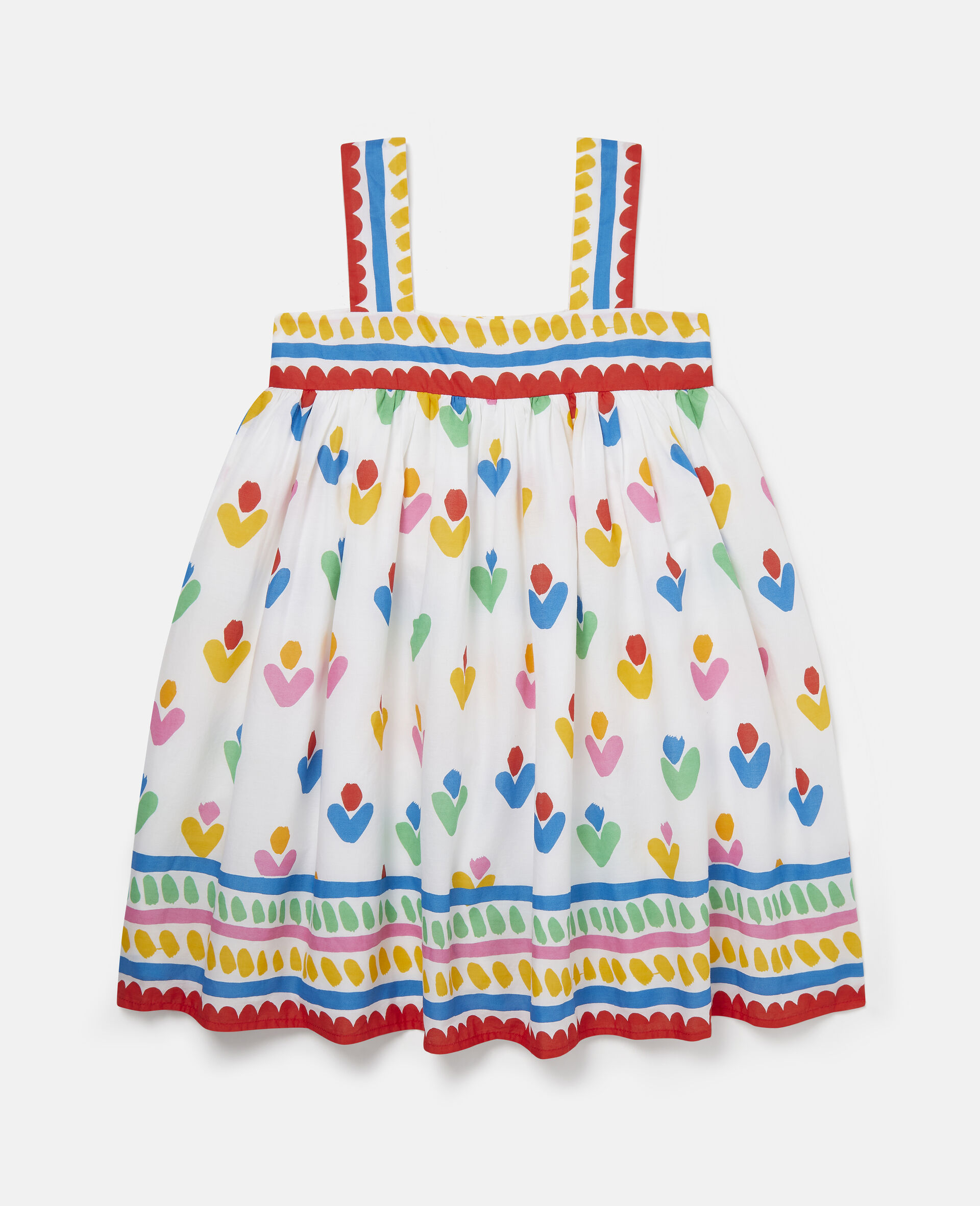 Heart Flower Print Cotton Dress-White-large image number 0