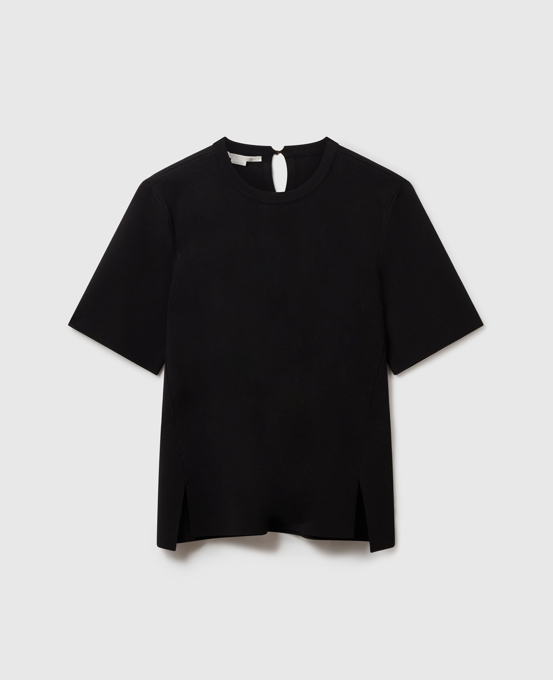 T-Shirt a Maniche Corte in Maglia Compatta-Cream-large T-Shirt a Maniche Corte in Maglia Compatta-Cream-large image number 0