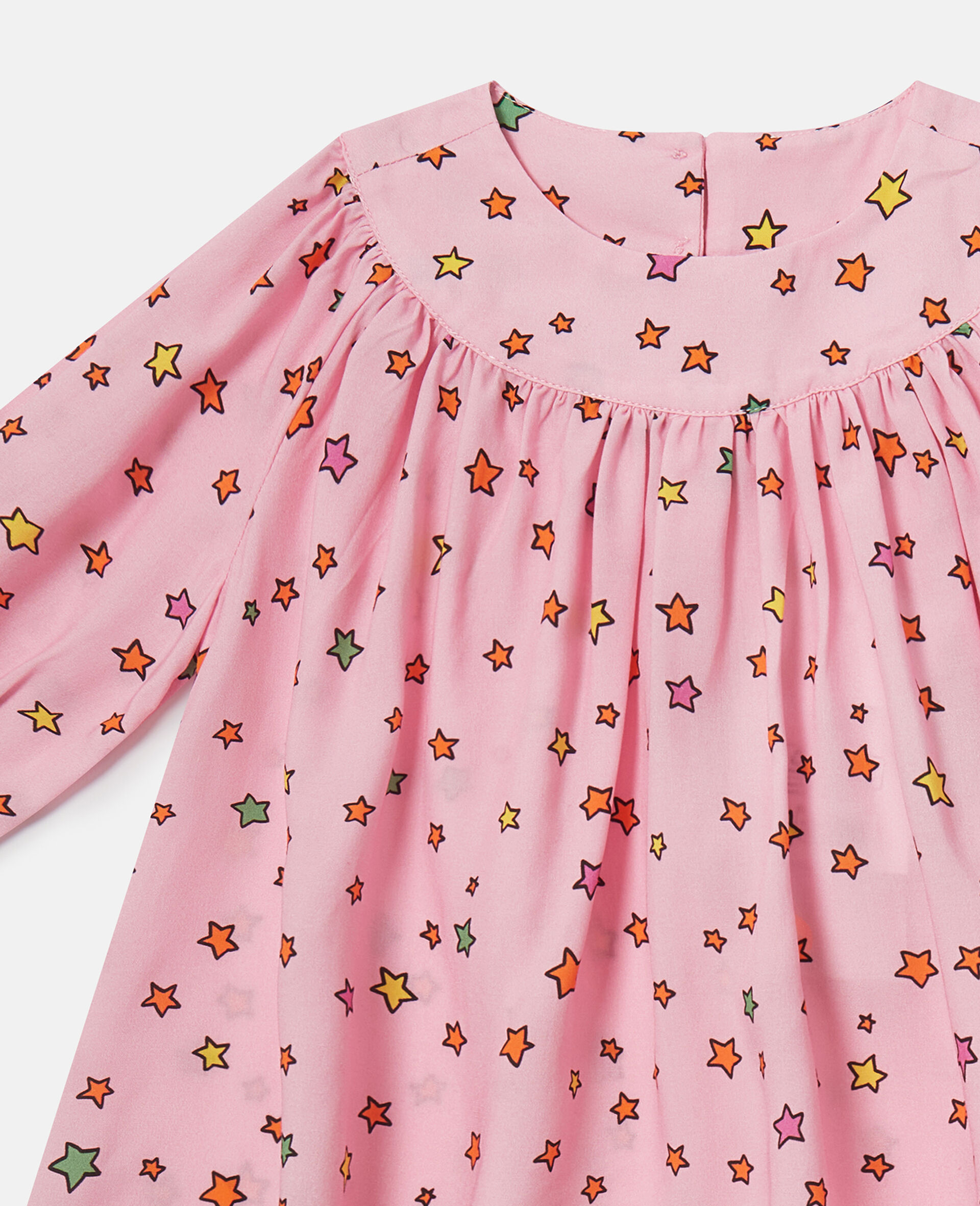 Star Print Long-Sleeve Dress-Pink-medium