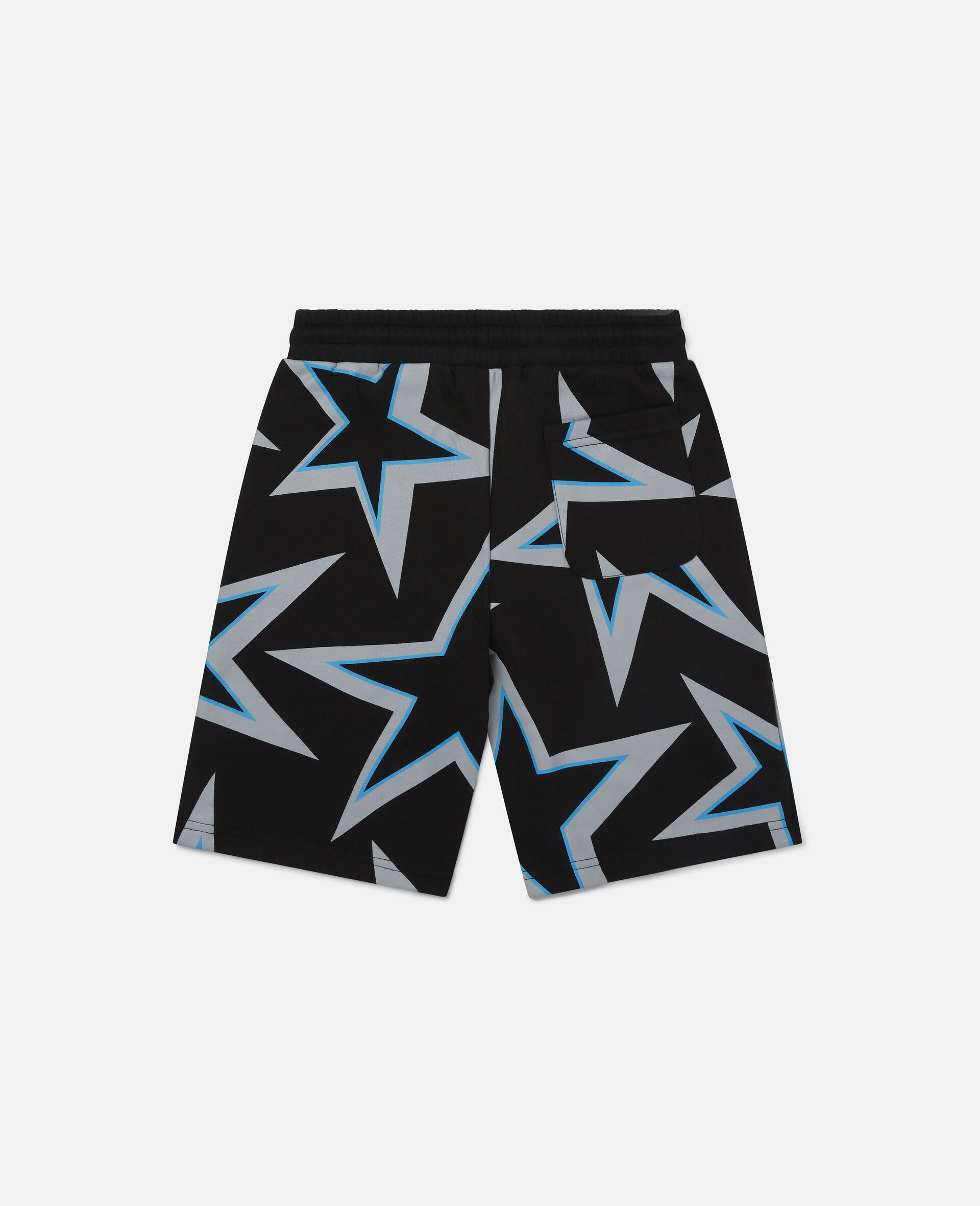 Star Print Cotton Fleece Sport Shorts -Black-large image number 2