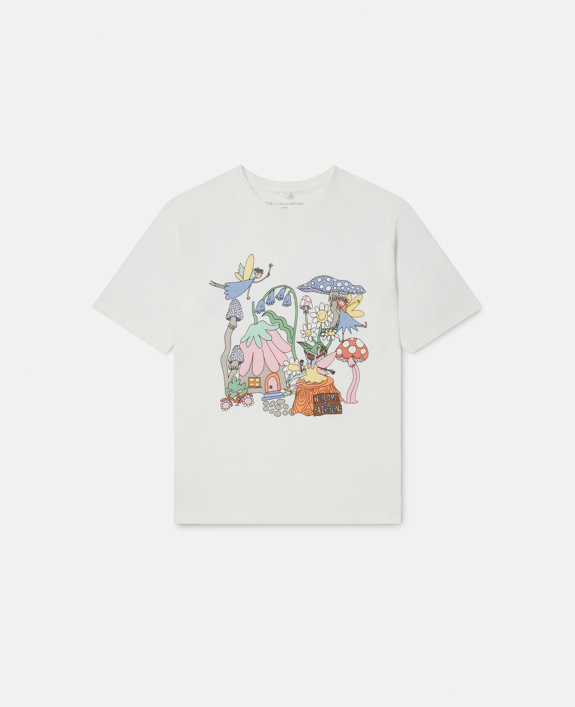 T-Shirt mit Rundhalsausschnitt und Woodland-Print-Weiß-medium