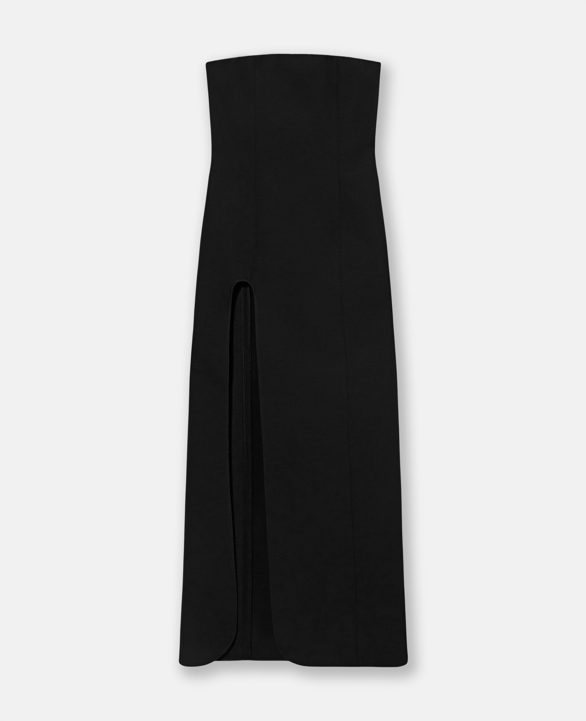 Strapless Leg Slit Maxi Dress -Black-large image number 0