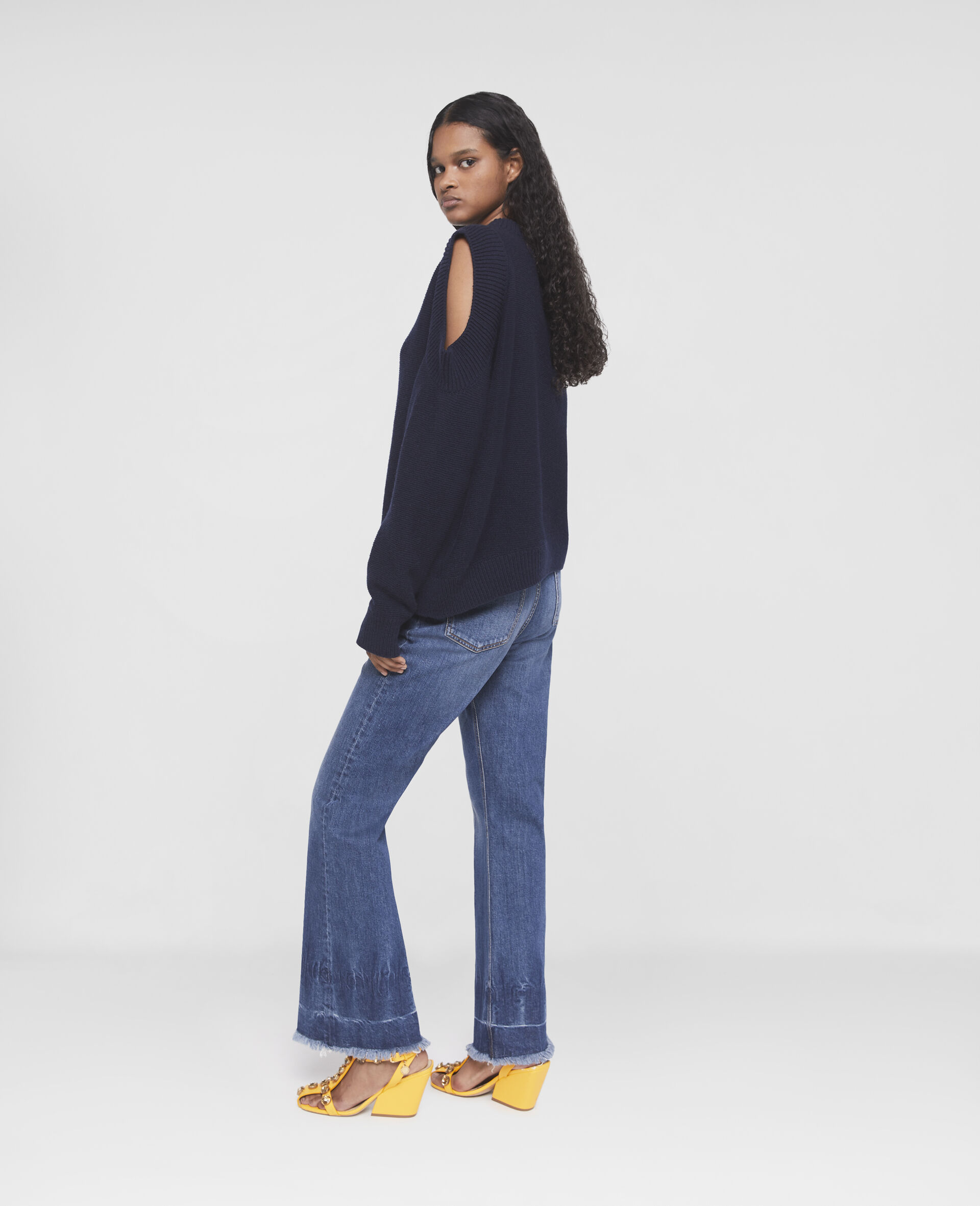 S-Wave Regenerated Cashmere Cut-Out Jumper-Blue-large image number 2