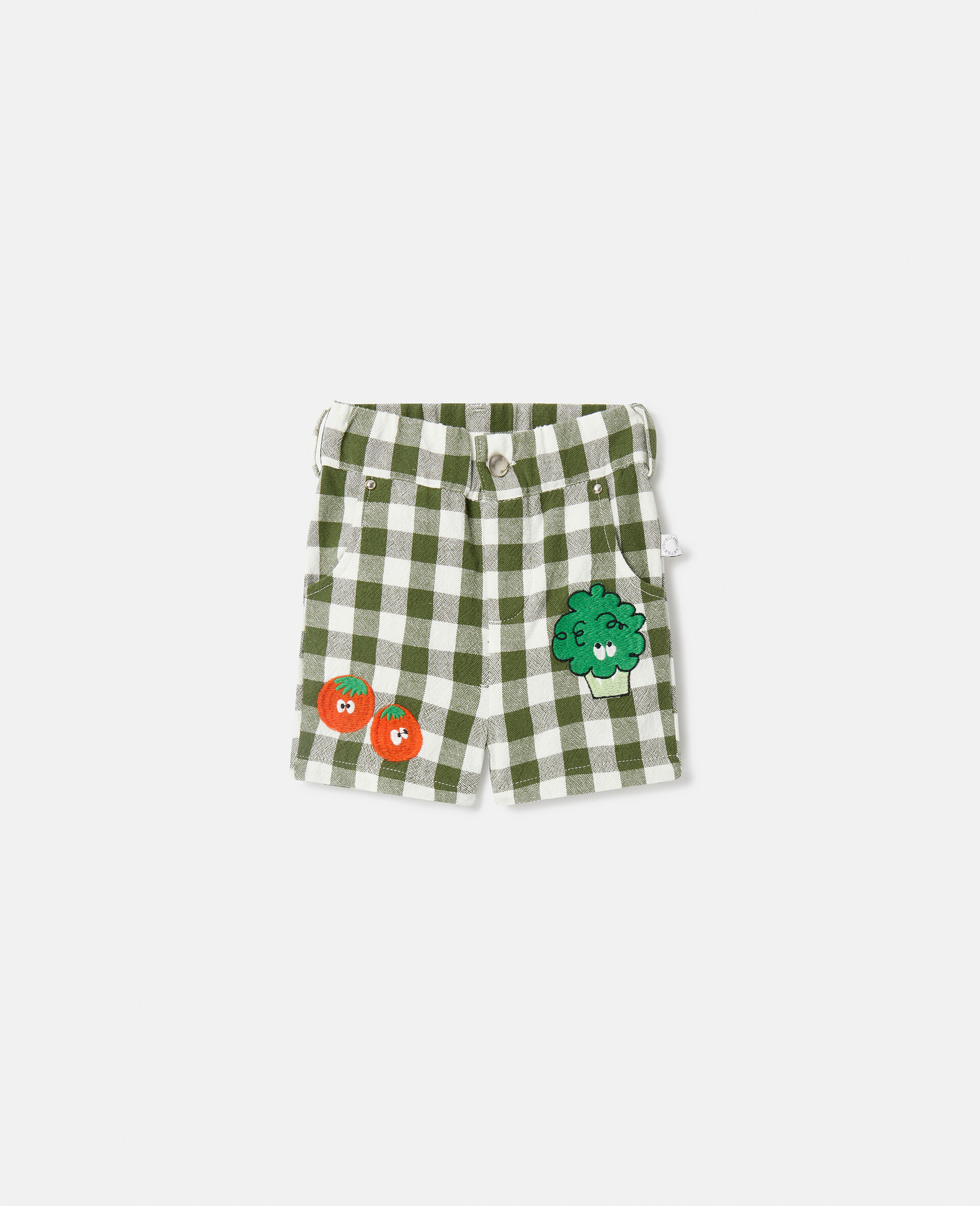 Veggie Embroidery Gingham Short-Multicolour-large image number 0