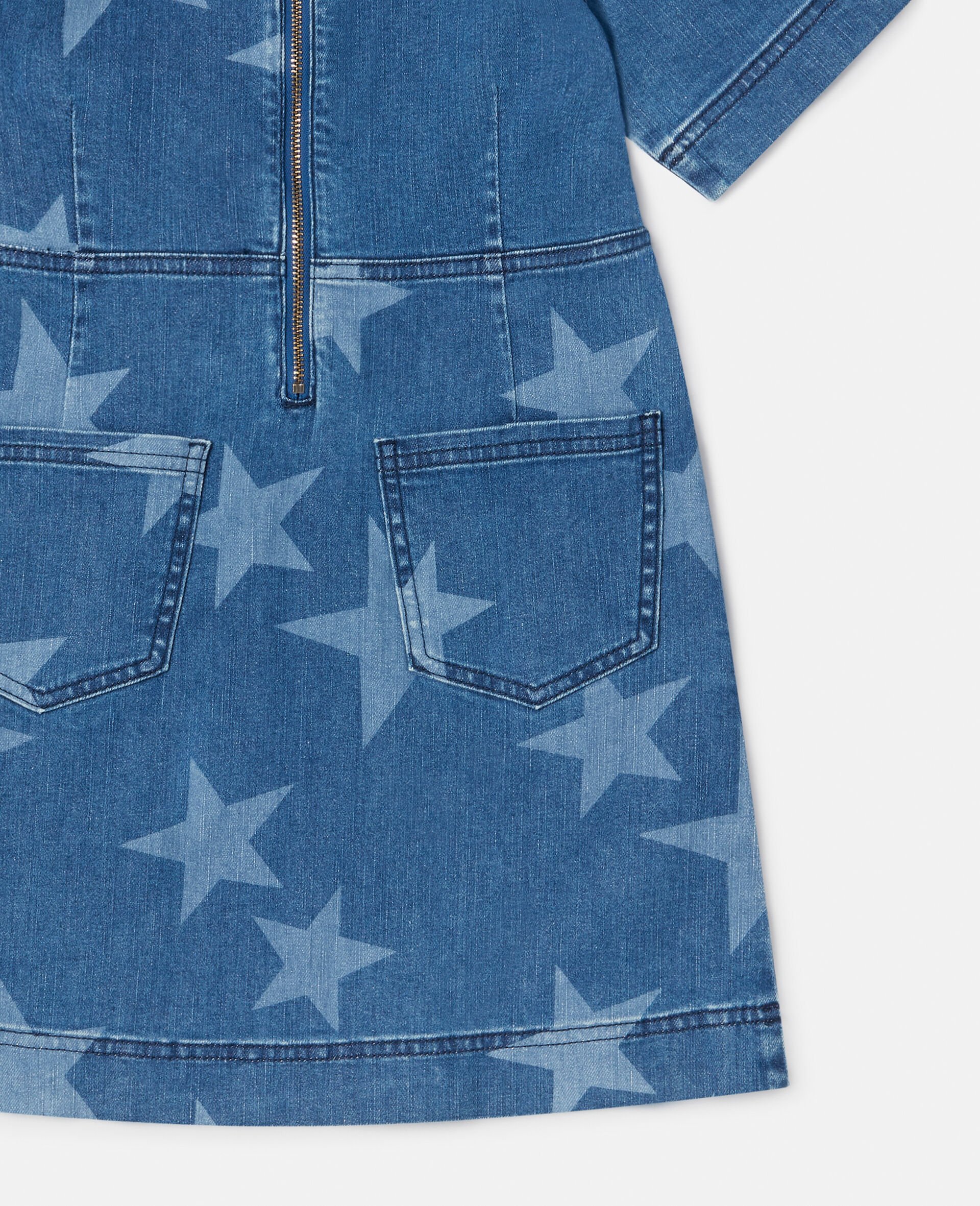 Star Print Denim Dress-Blue-large Star Print Denim Dress-Blue-large image number 3