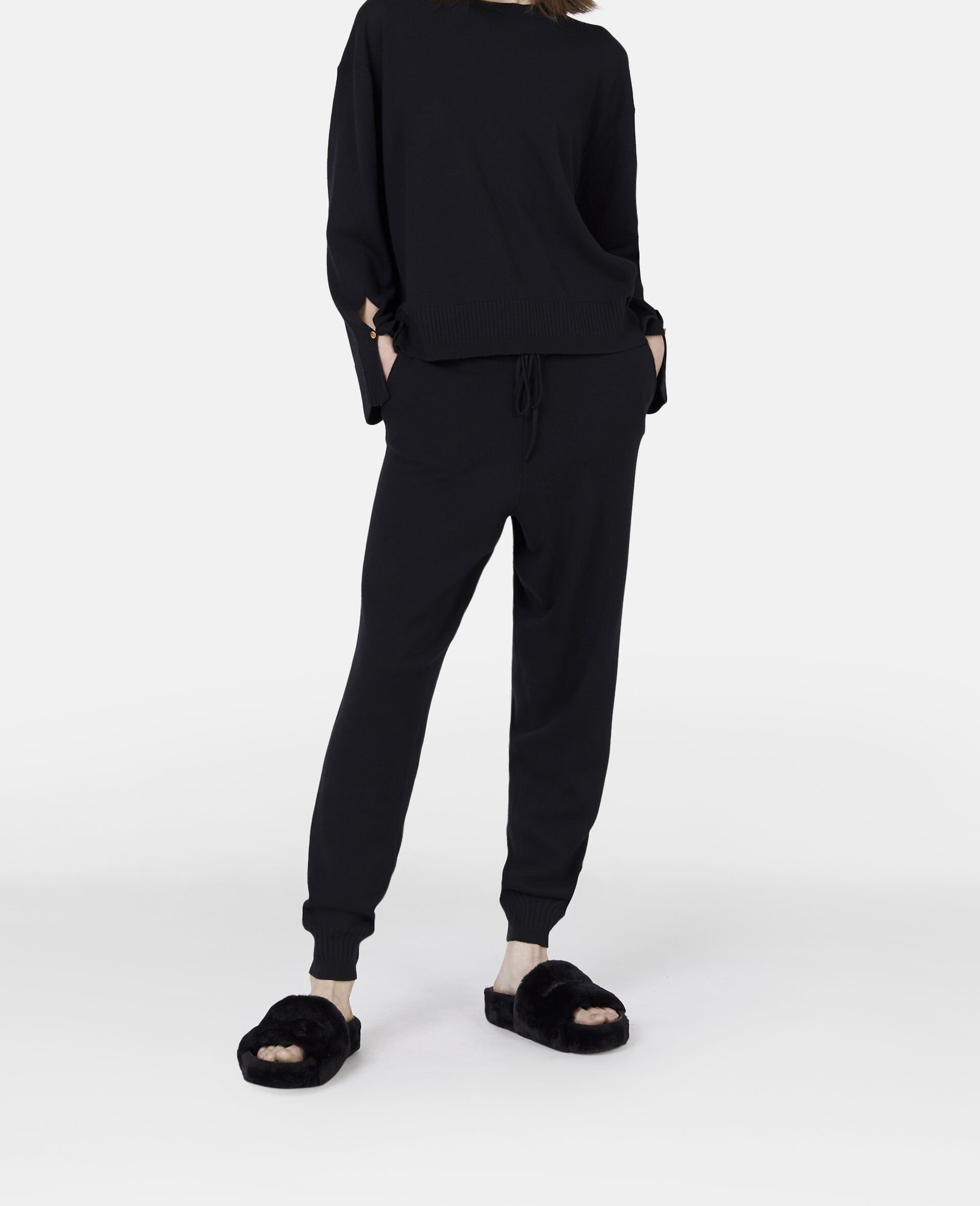Stella Iconics Split Cuff Jumper-Black-model Stella Iconics Split Cuff Jumper-Black-model