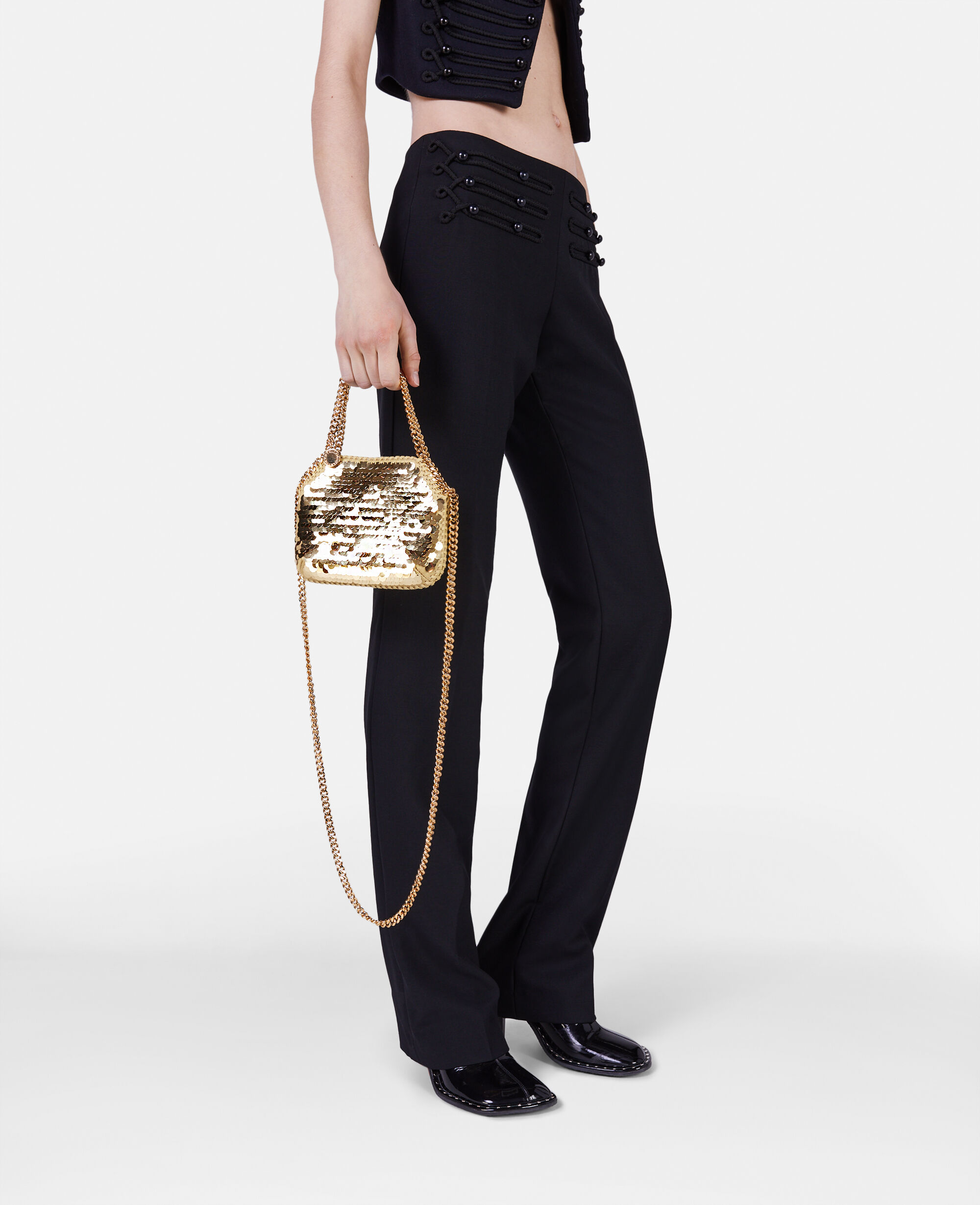 Women Gold Falabella Oversized Sequin Mini Tote Bag Stella