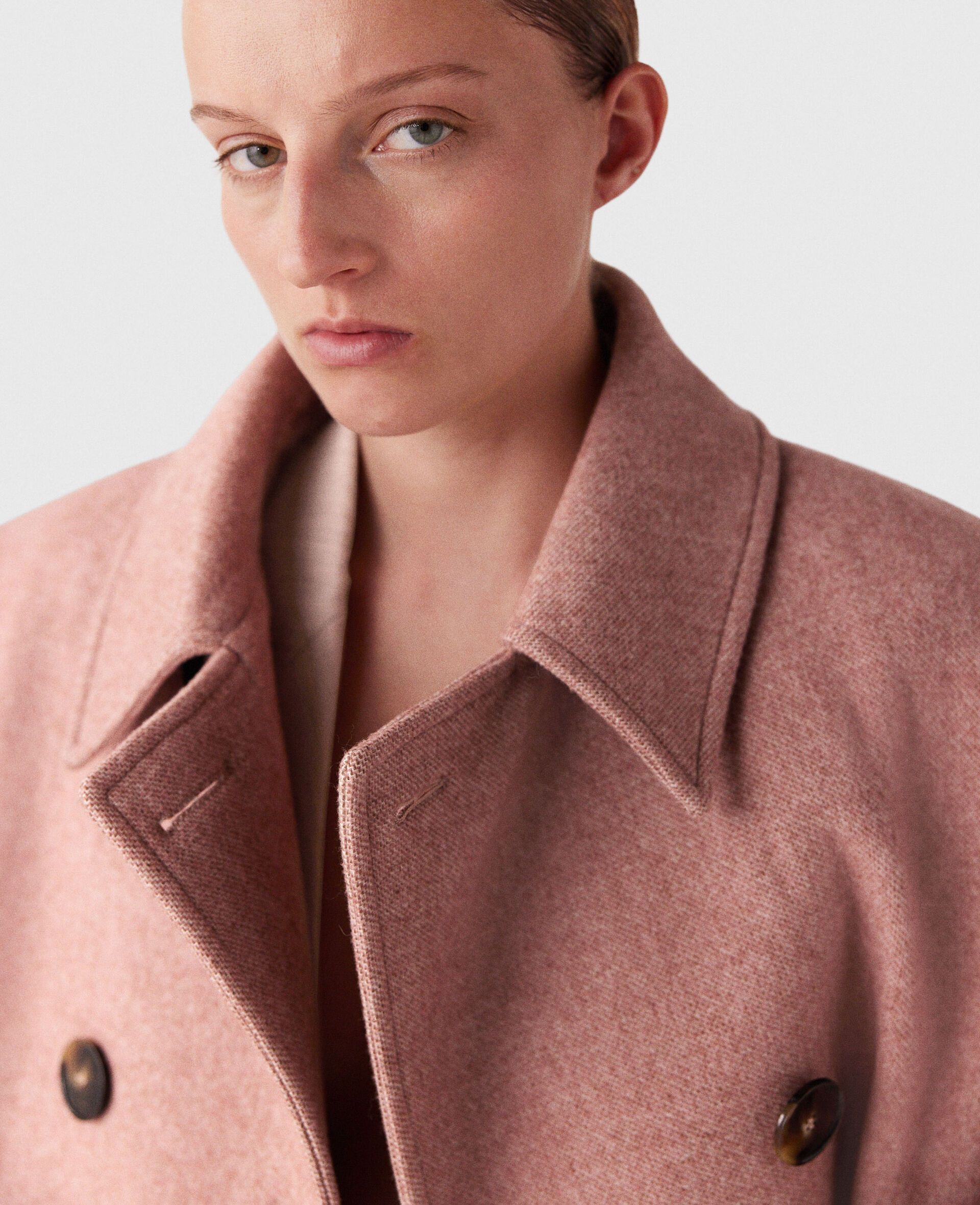 Double Breasted Long Coat-Pink-large Double Breasted Long Coat-Pink-large image number 3