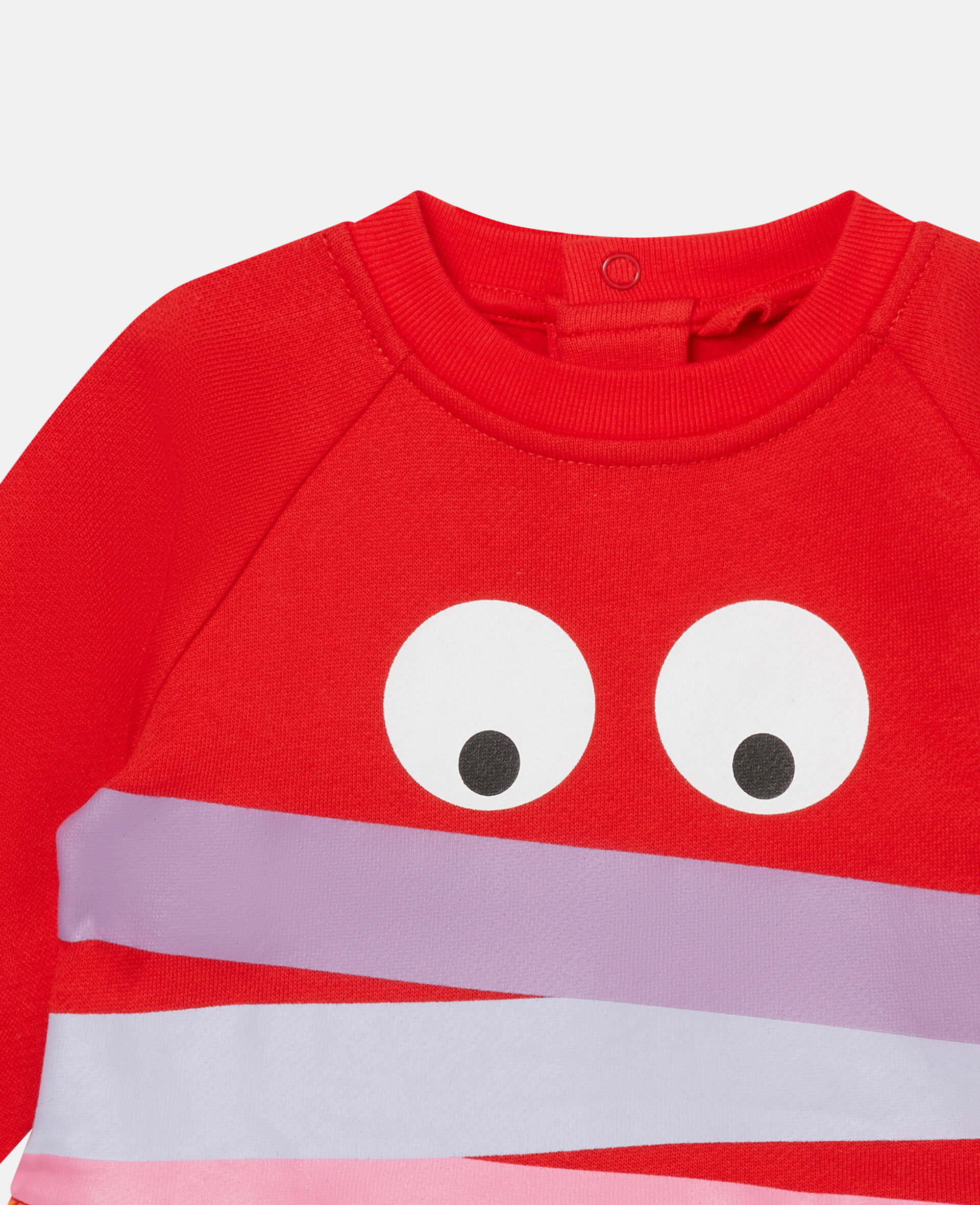 Cotton Fleece Rainbow Face Print Dress-Red-large image number 1