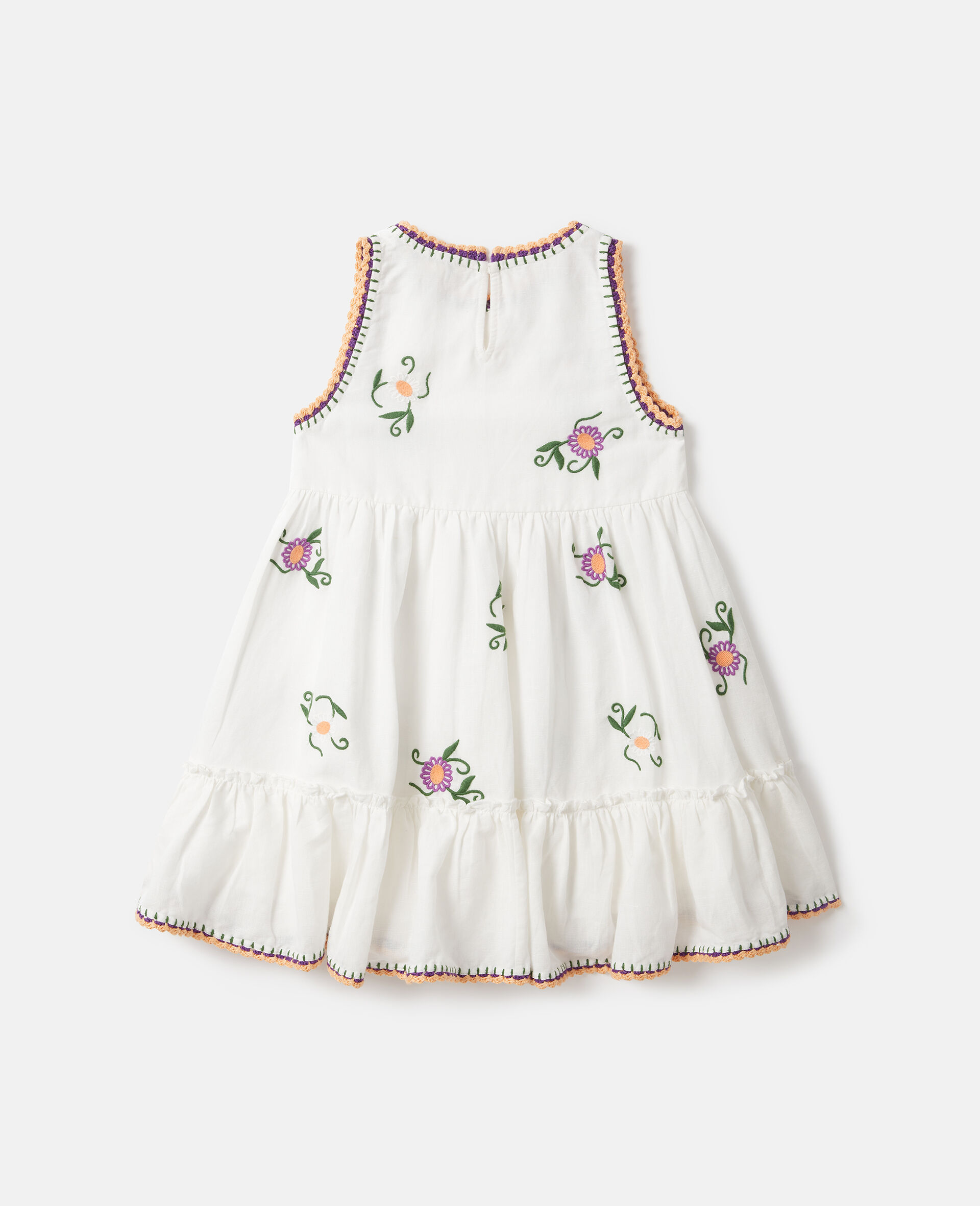 Embroidered Sleeveless Dress-White-large image number 2