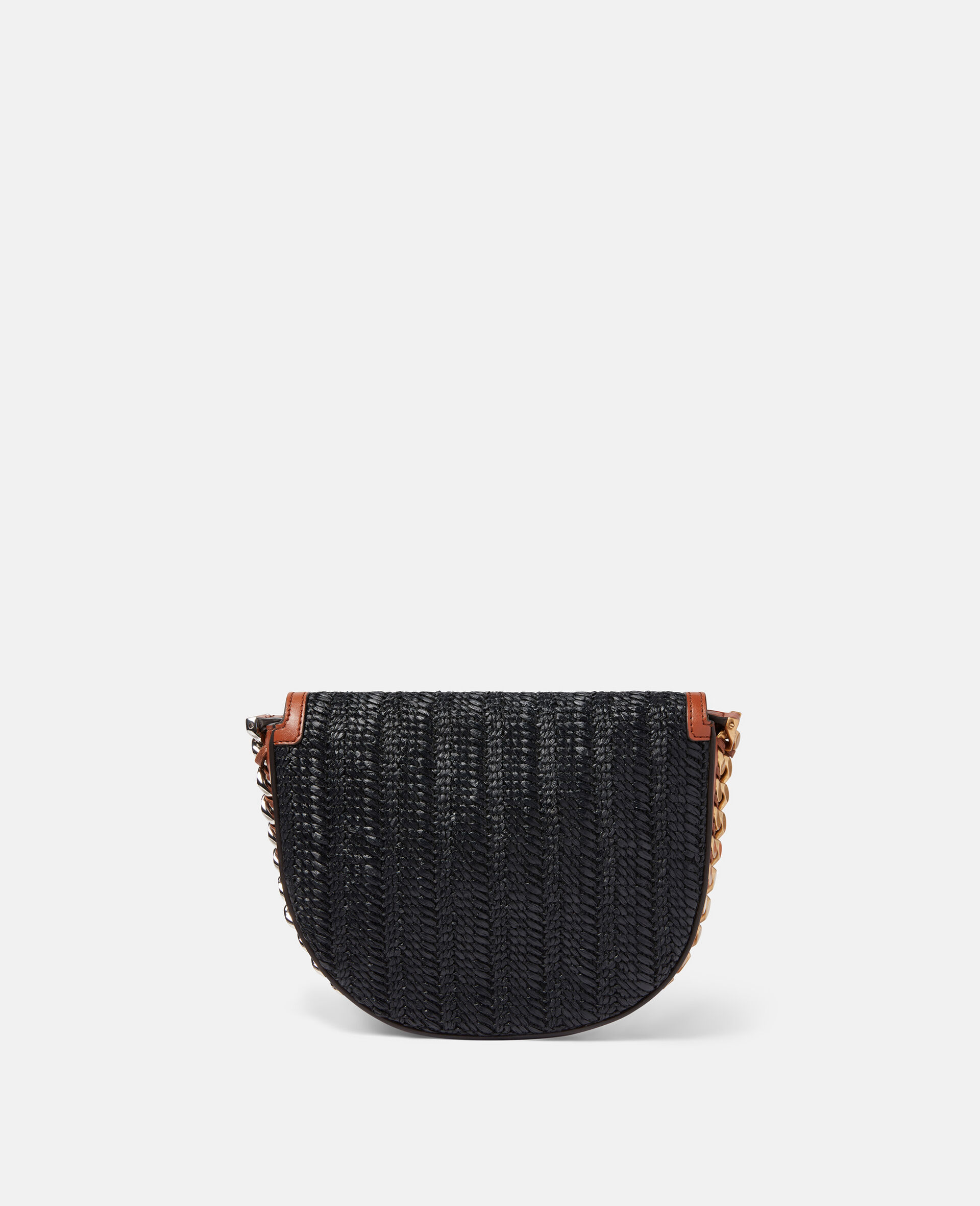 Frayme Woven Raffia Medium Flap Shoulder Bag-Black-large image number 3
