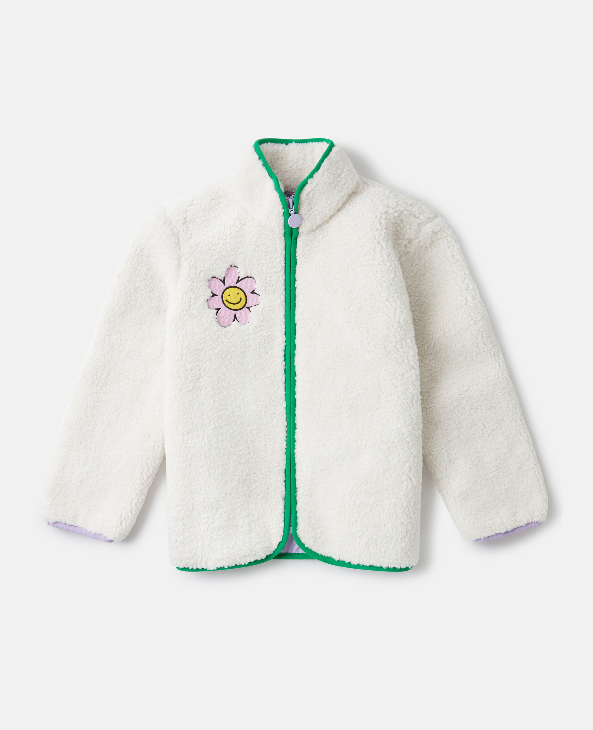 Flower Graphic Fleece-White-medium