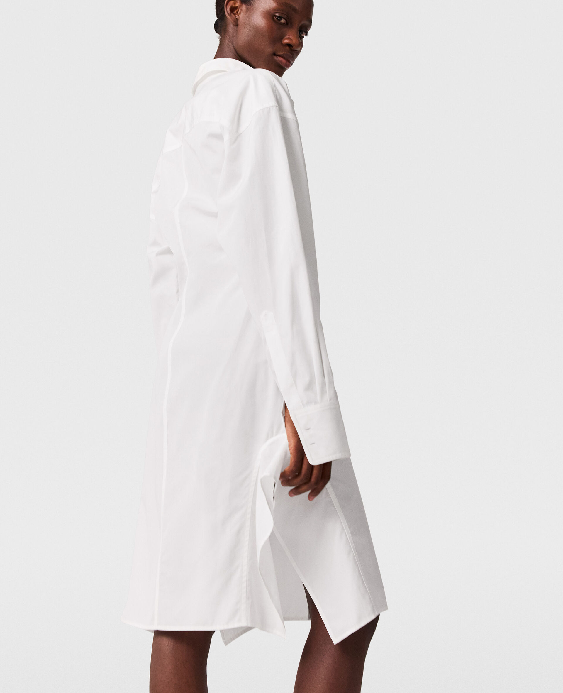 Long-Sleeve Shirt Dress-White-large image number 3