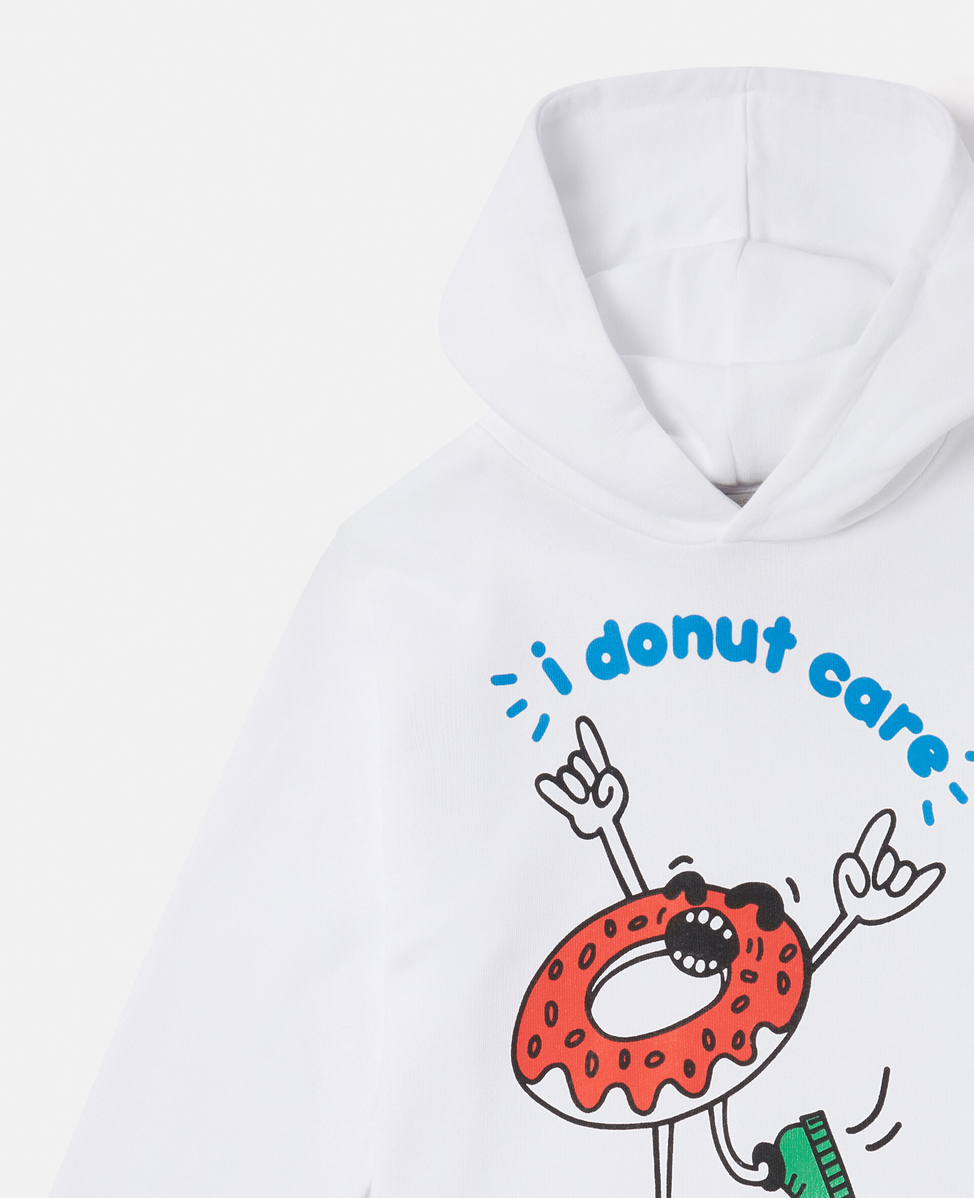 'I Donut Care' Print Oversized Hoodie-White-large image number 1