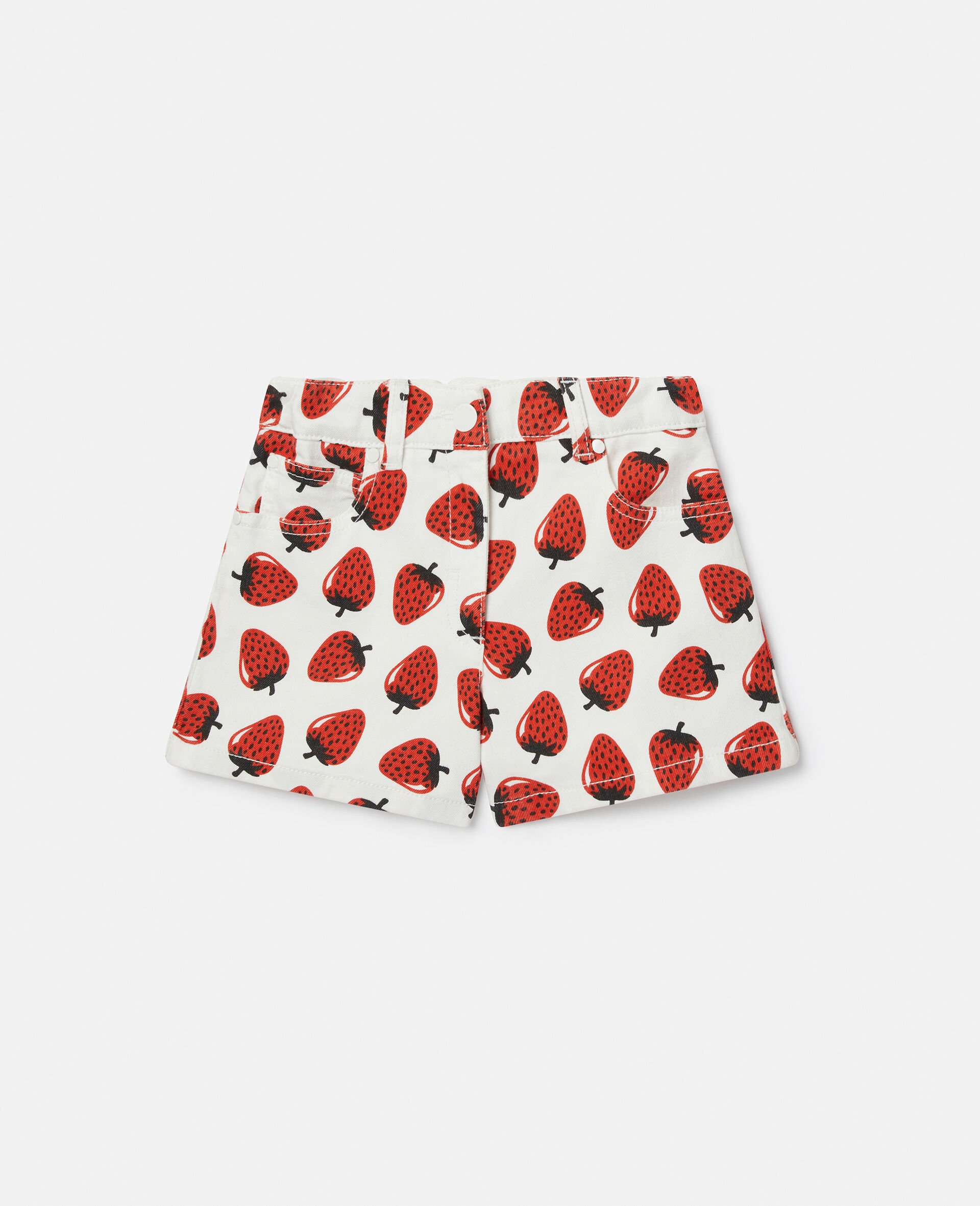 Strawberry Print Shorts-Cream-large image number 0